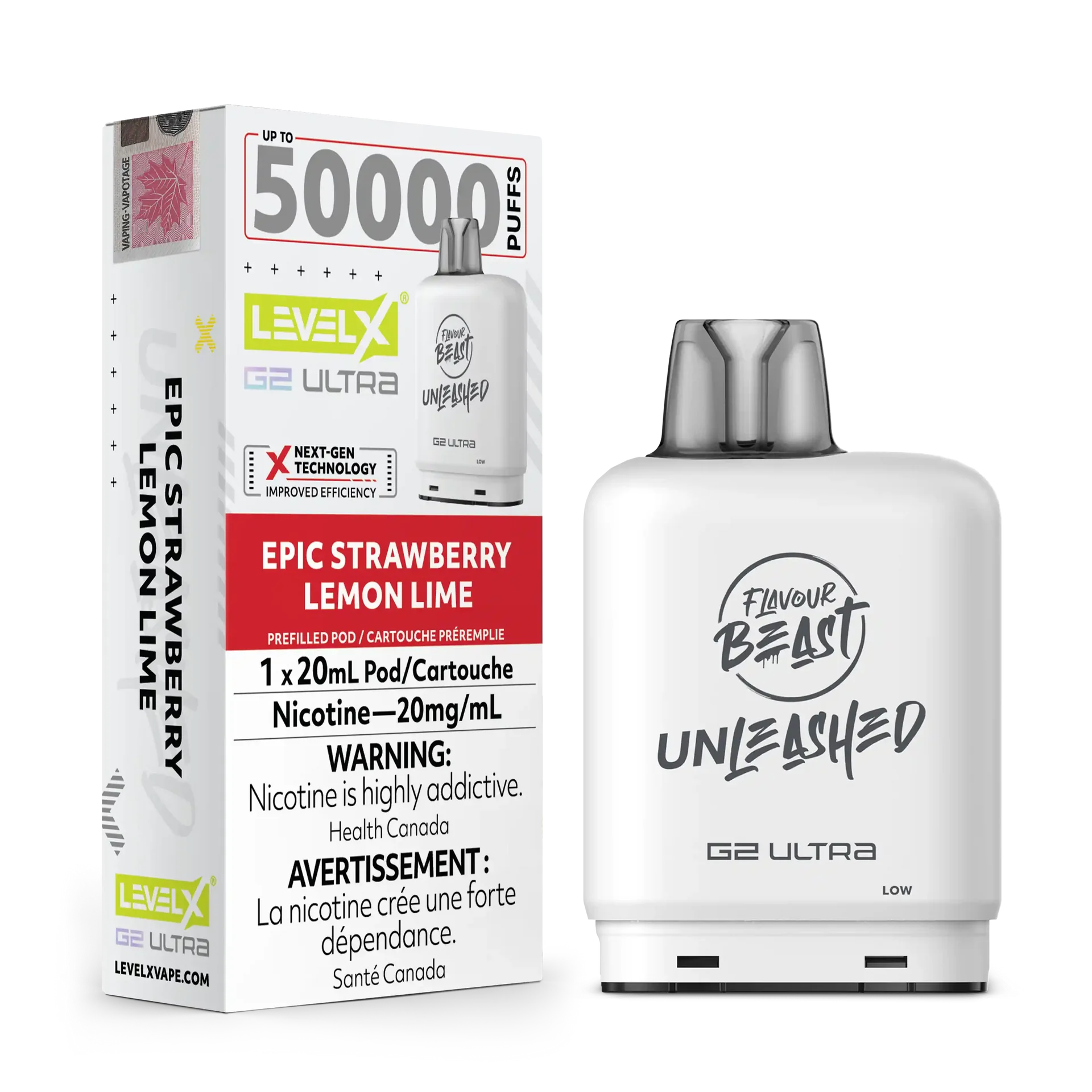 Epic Strawberry Lemon Lime by Level X Flavour Beast Unleashed G2 Ultra 50K by LEVEL X BY FLAVOUR BEAST