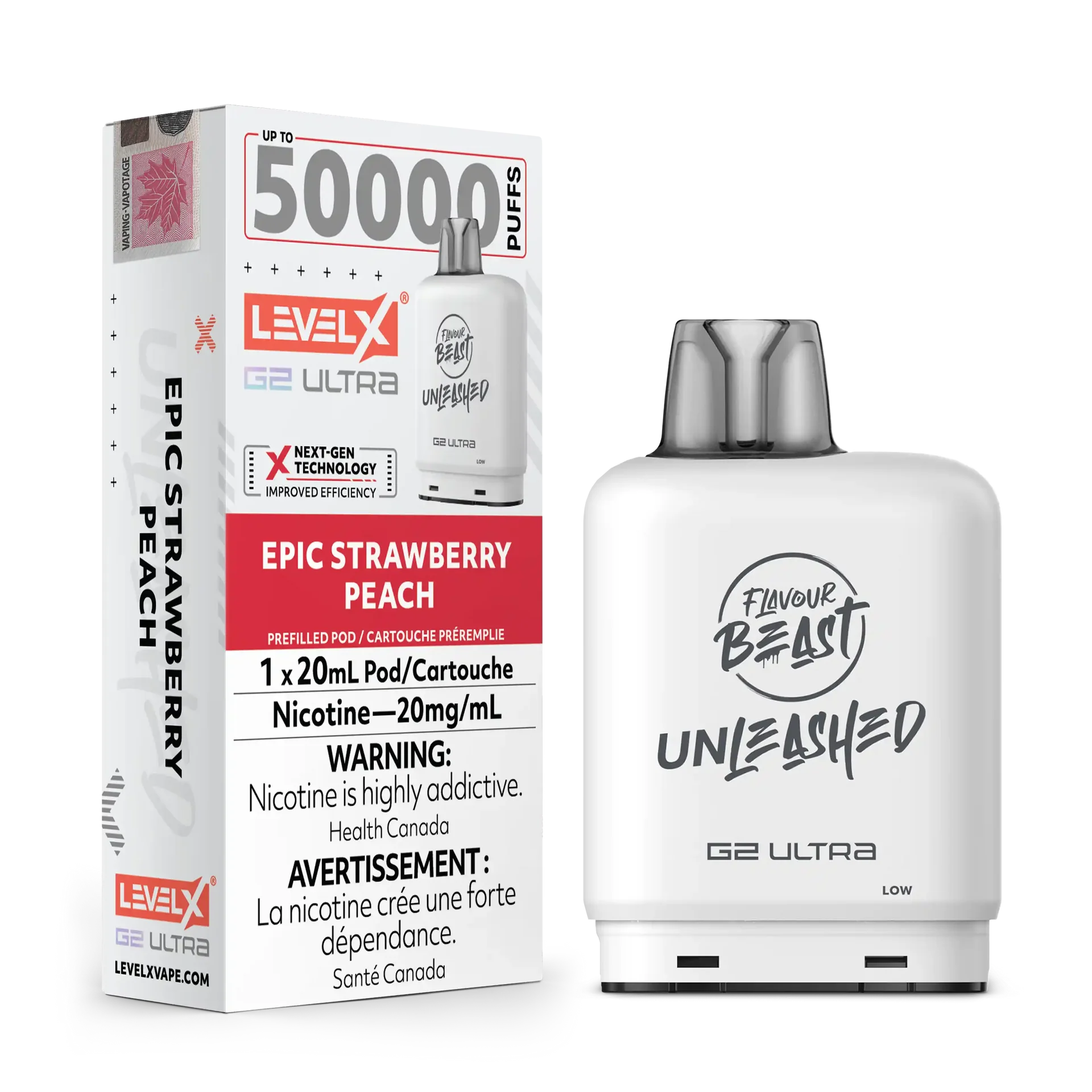 Epic Strawberry Peach by Level X Flavour Beast Unleashed G2 Ultra 50K by LEVEL X BY FLAVOUR BEAST