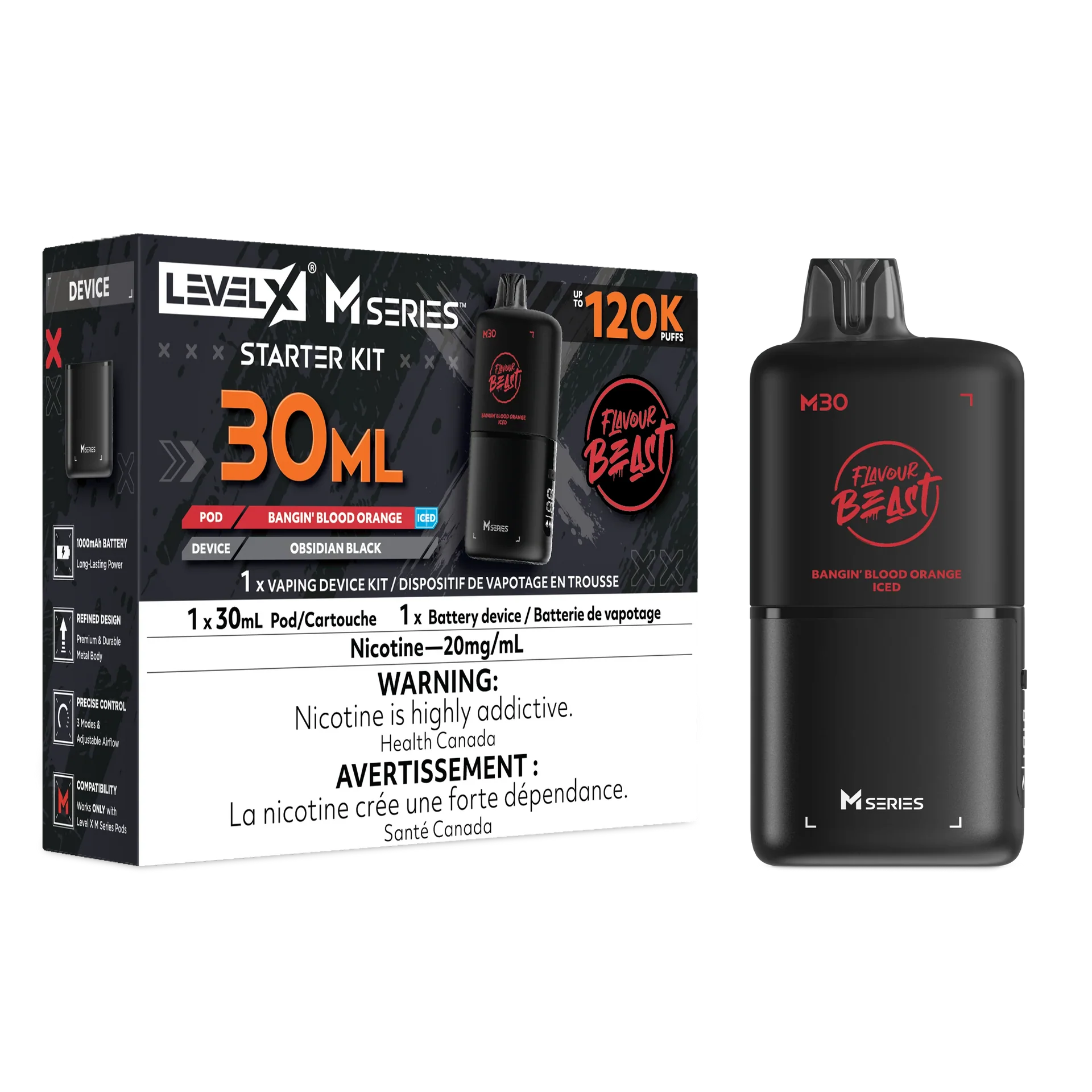 Bangin' Blood Orange Iced Level X M Series Starter Kit 30mL 120K Pod