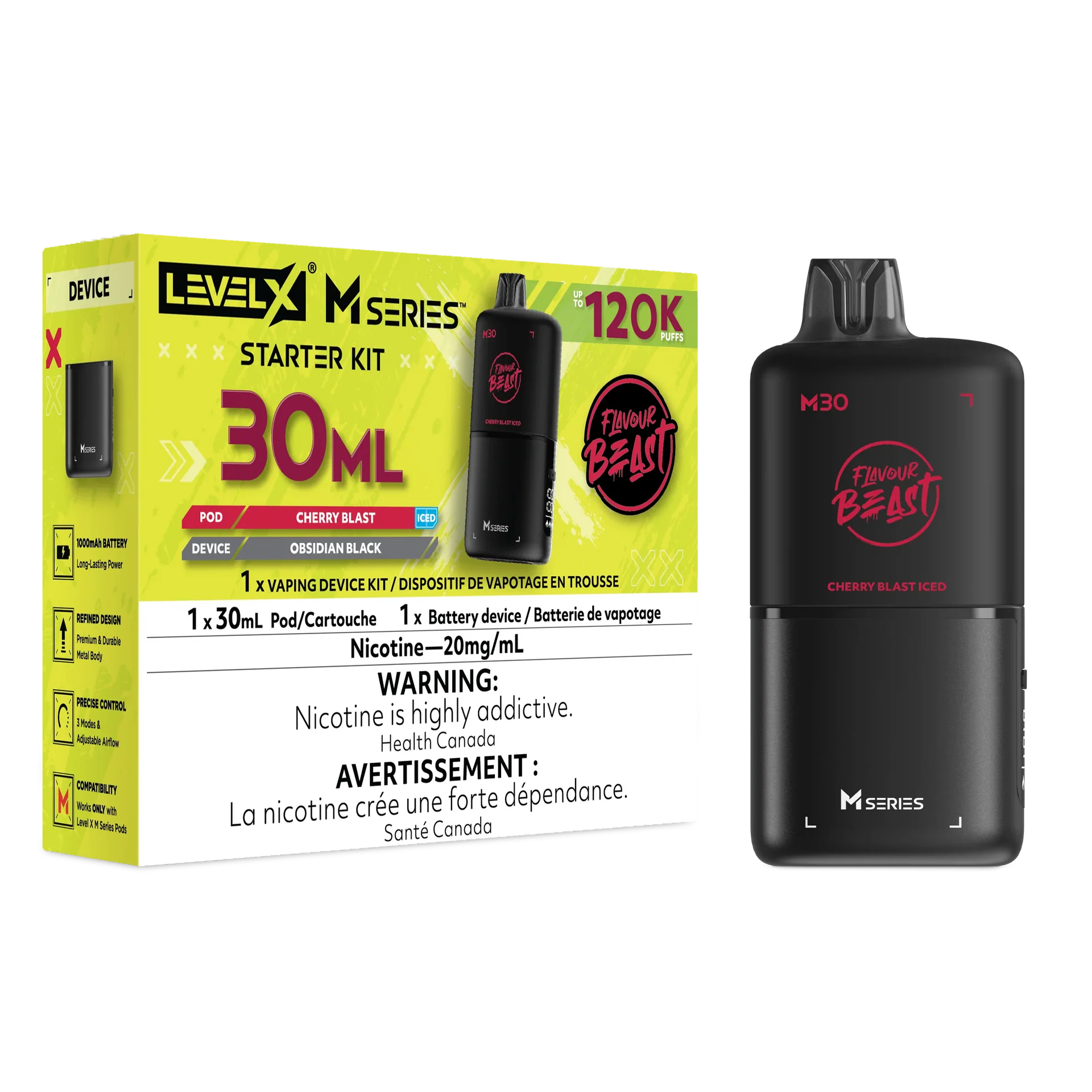 Cherry Blast Iced Level X M Series Starter Kit 30mL 120K Pod