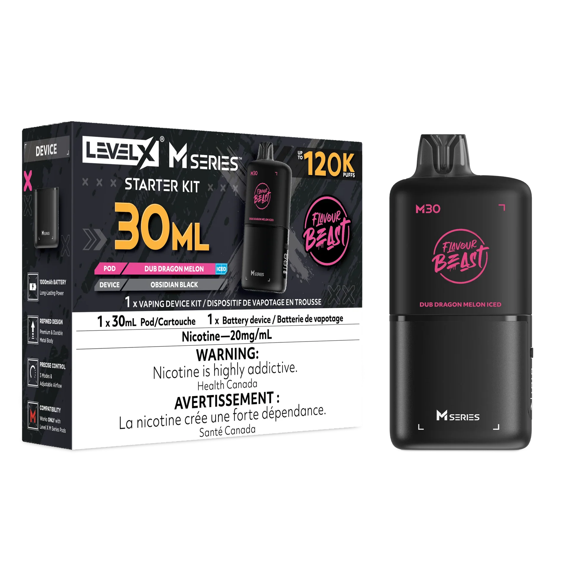 Dub Dragon Melon Iced Level X M Series Starter Kit 30mL 120K Pod