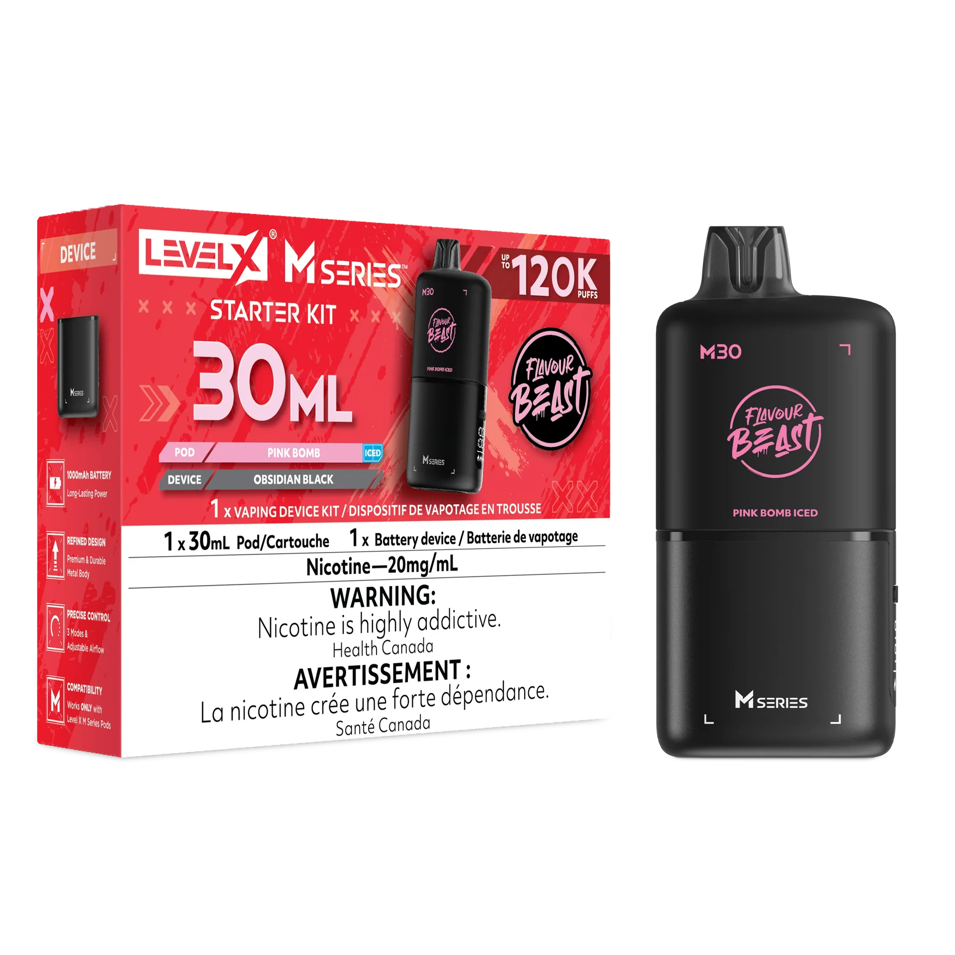 Pink Bomb Iced Level X M Series Starter Kit 30mL 120K Pod