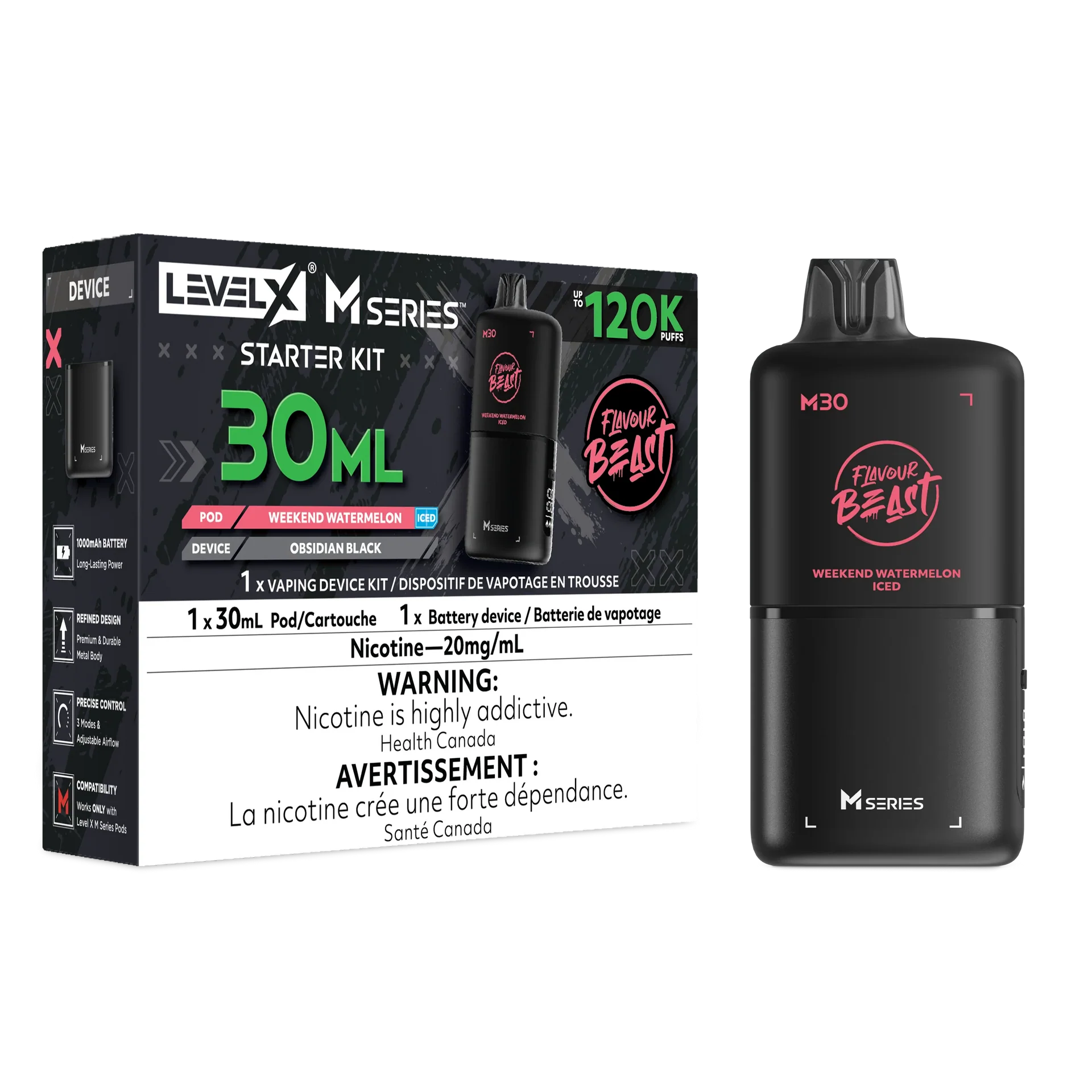 Weekend Watermelon Iced Level X M Series Starter Kit 30mL 120K Pod