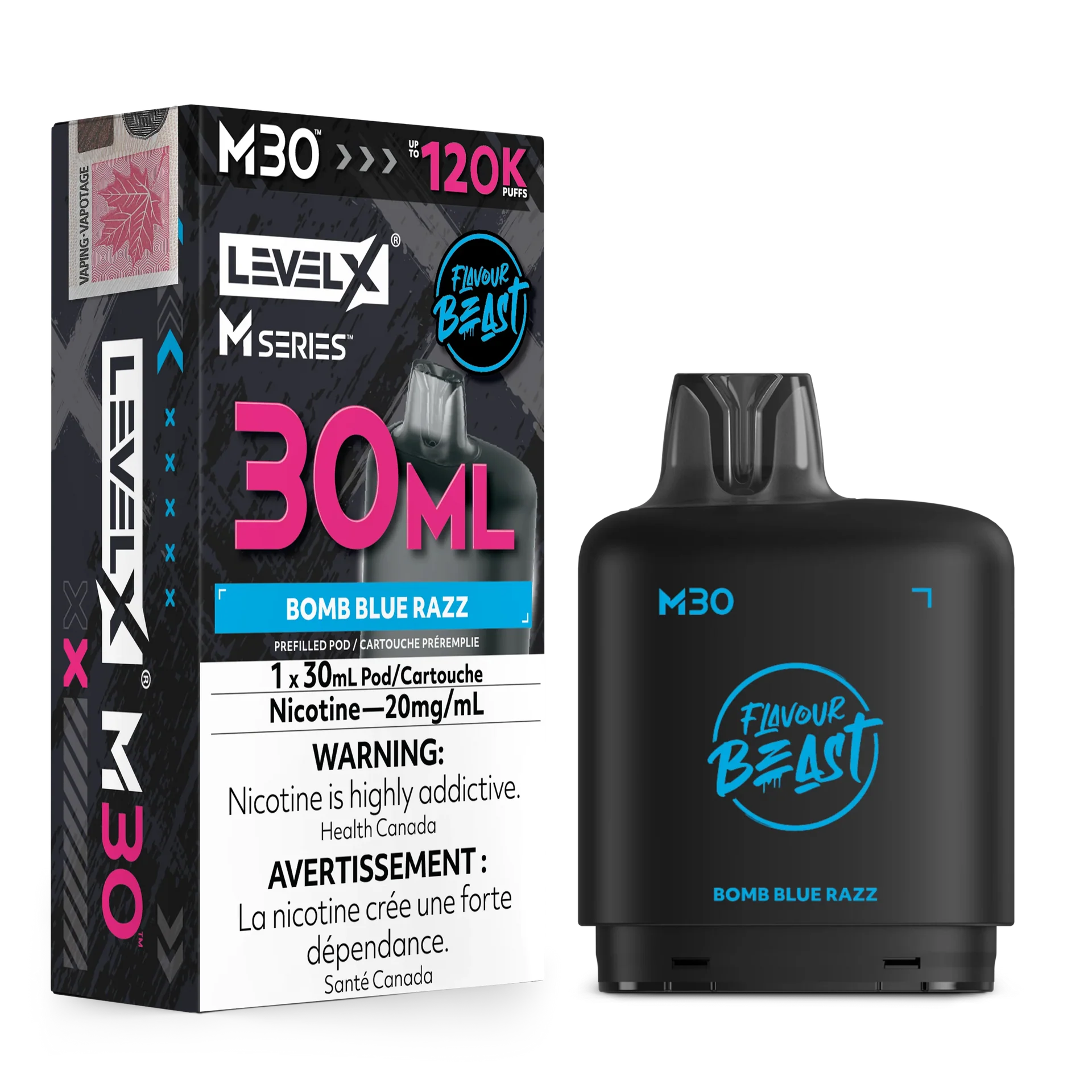 Bomb Blue Razz Level X M Series Pod 30mL 120K Pod