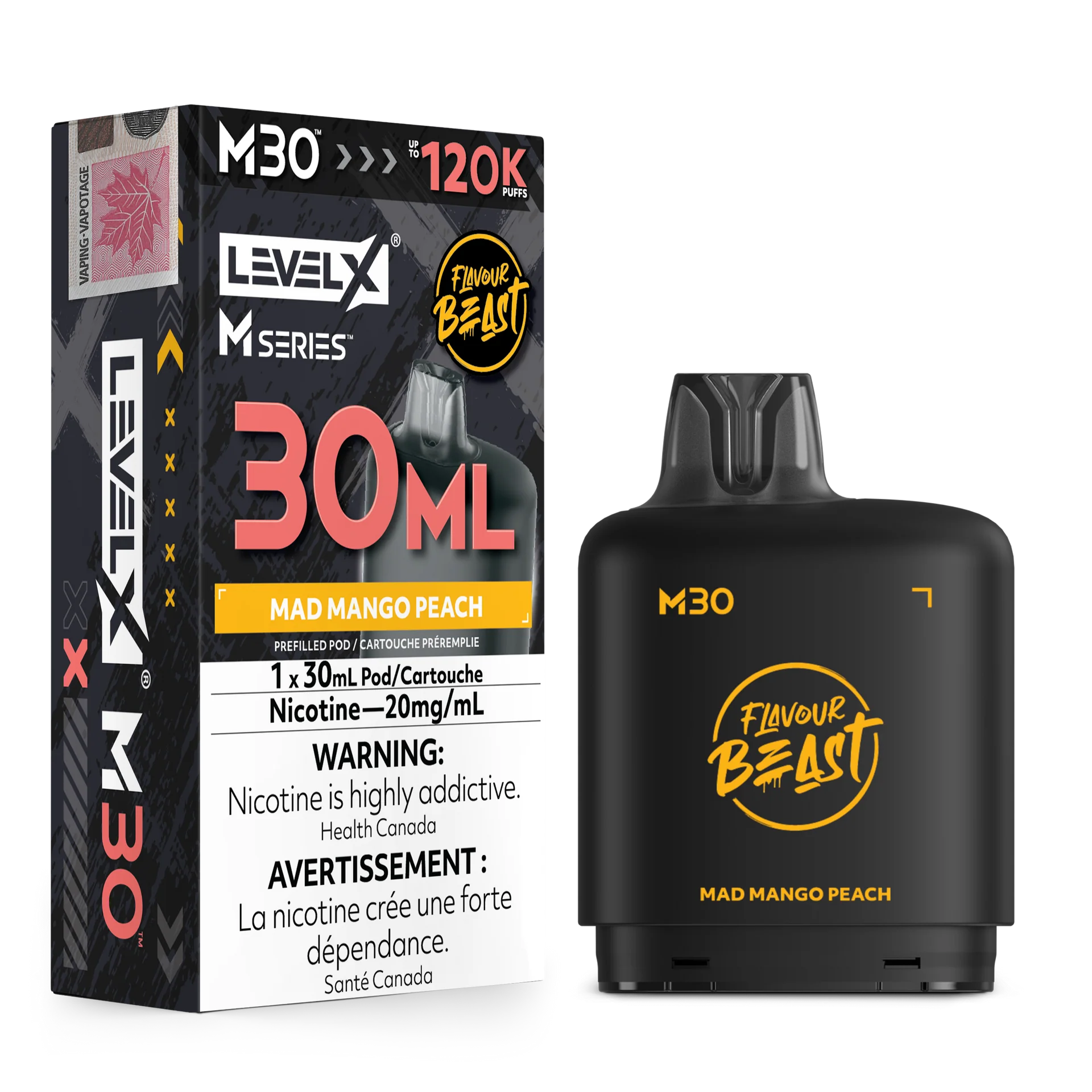 Mad Mango Peach Level X M Series Pod 30mL 120K Pod