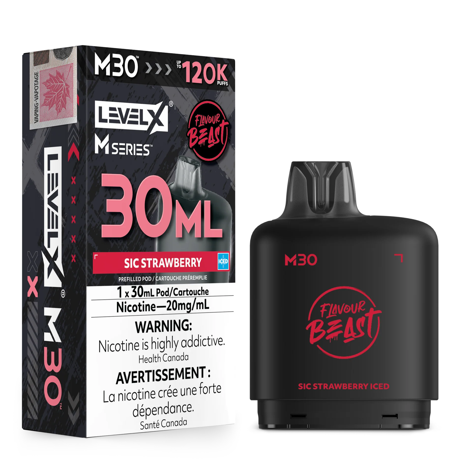 Sic Strawberry Iced Level X M Series Pod 30mL 120K Pod