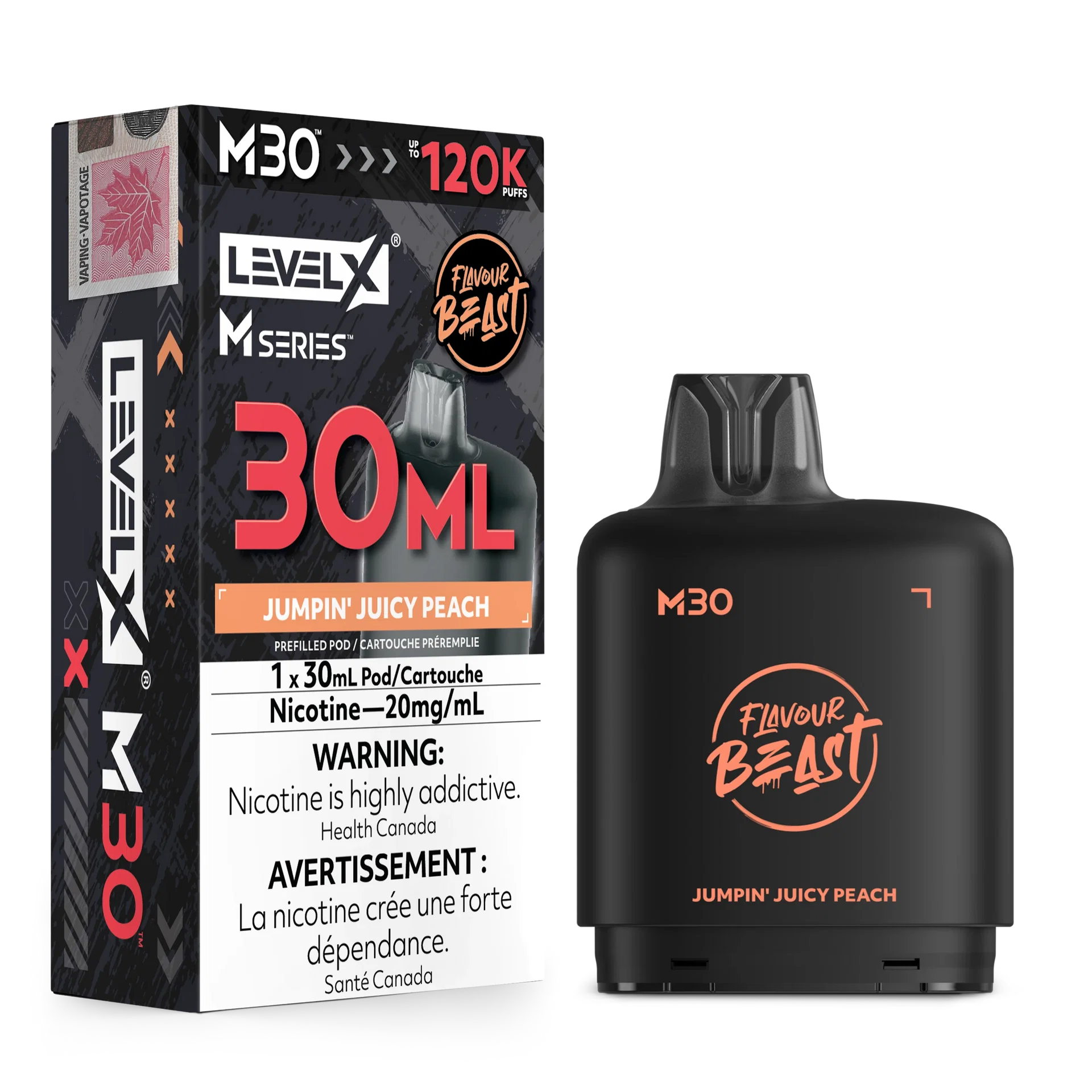 Jumpin' Juicy Peach Level X M Series Pod 30mL 120K Pod