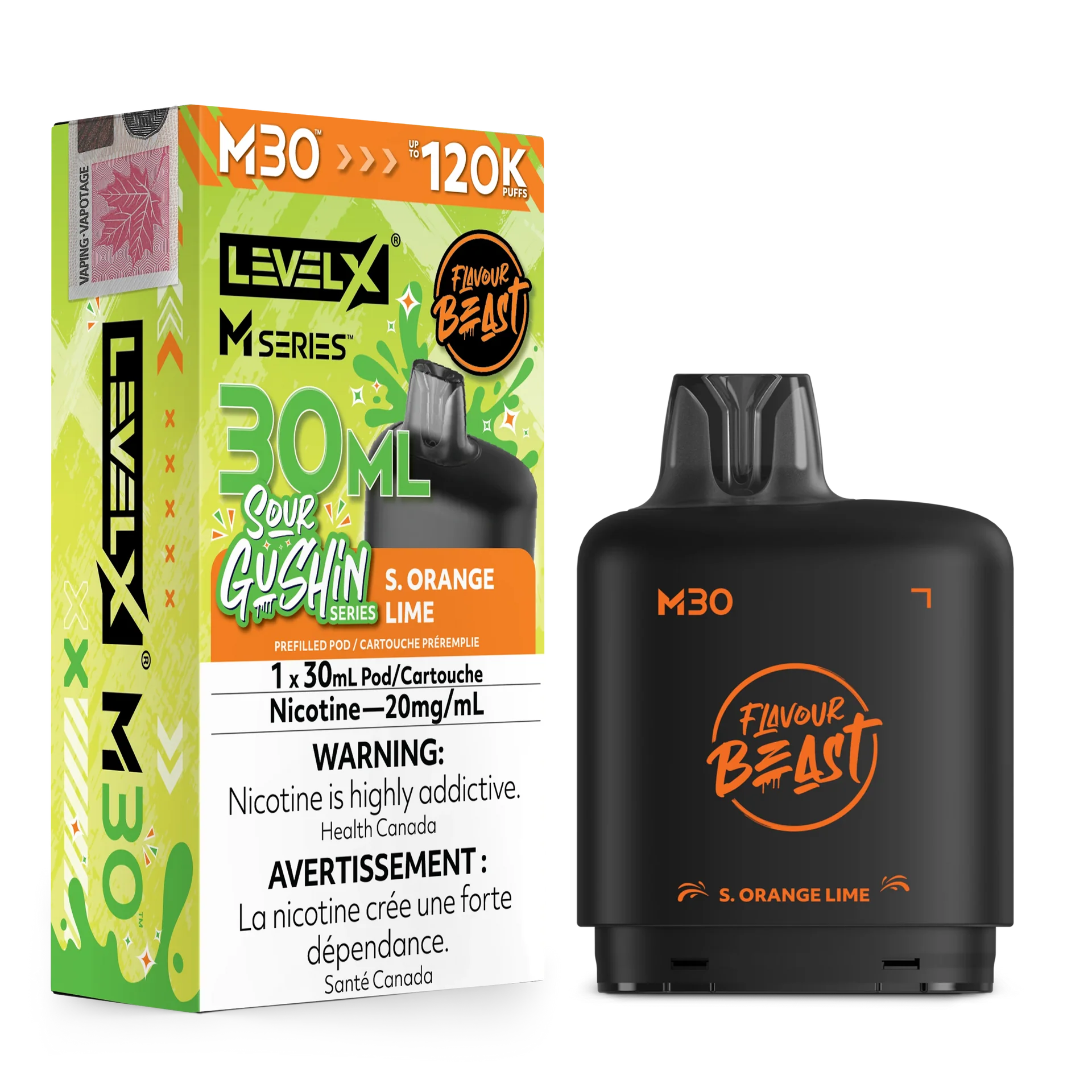 S.Gushin Orange Lime Level X M Series Pod 30mL 120K Pod