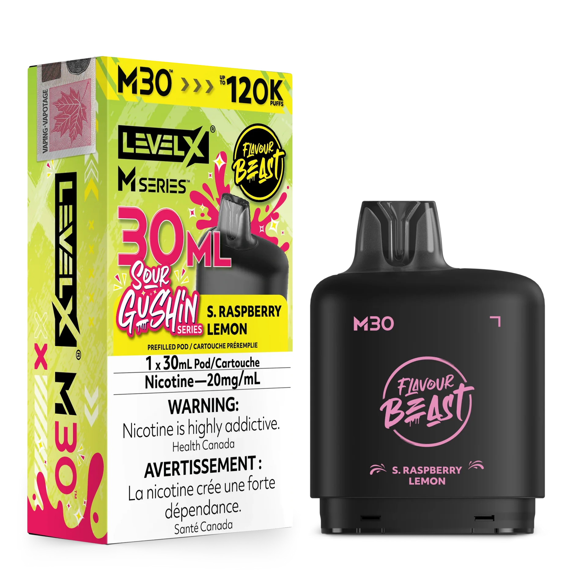 S.Gushin Raspberry Lemon Level X M Series Pod 30mL 120K Pod