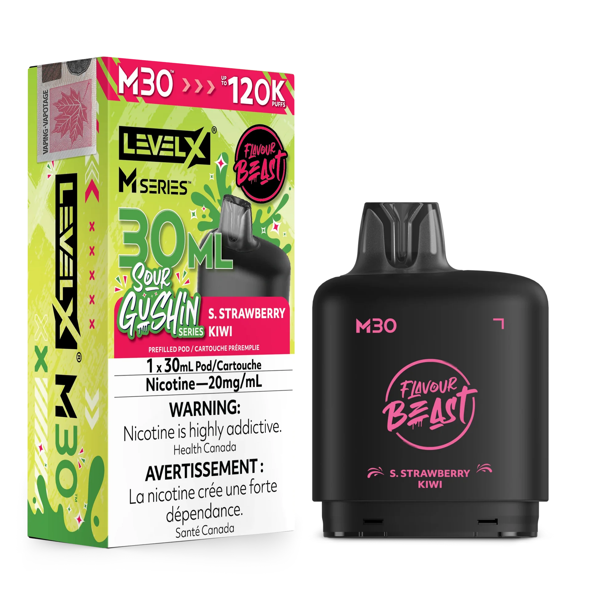 S.Gushin Strawberry Kiwi Level X M Series Pod 30mL 120K Pod