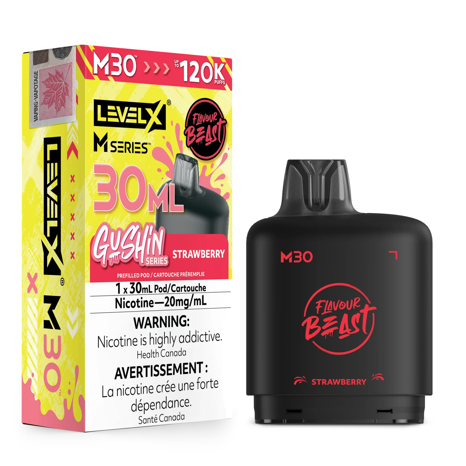 Gushin Strawberry Level X M Series Pod 30mL 120K Pod
