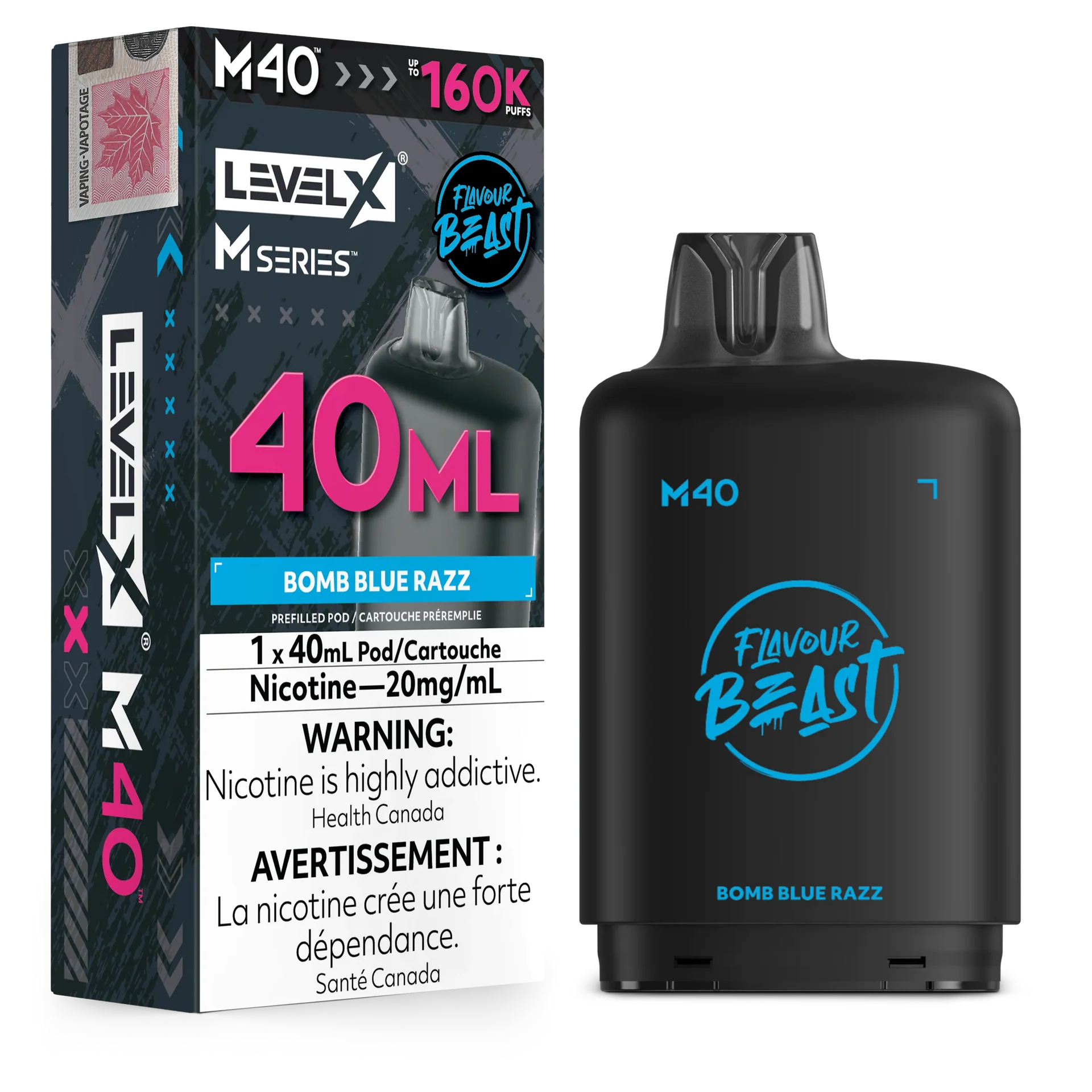 Bomb Blue Razz Level X M Series Pod 40mL 160K Pod