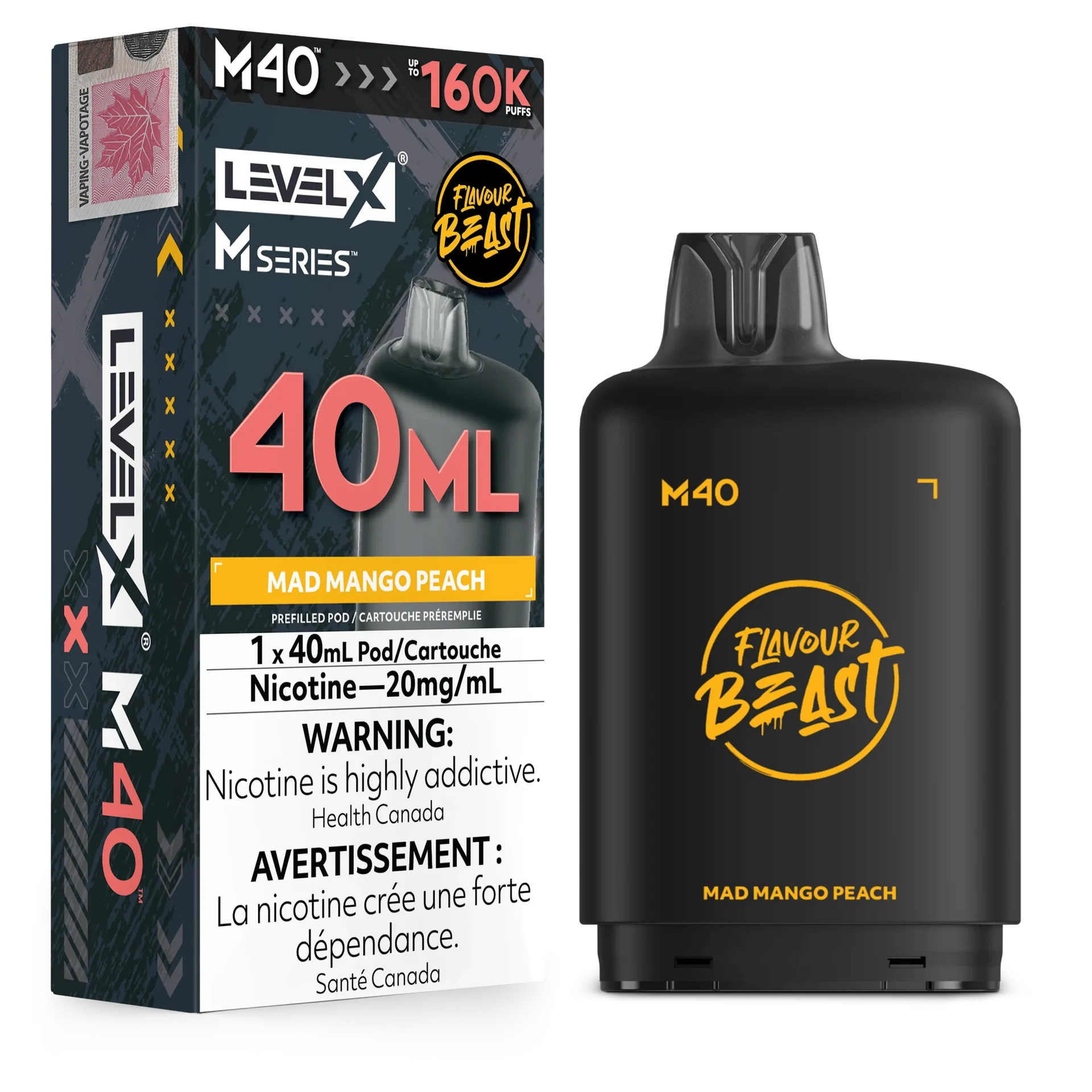 Mad Mango Peach Level X M Series Pod 40mL 160K Pod