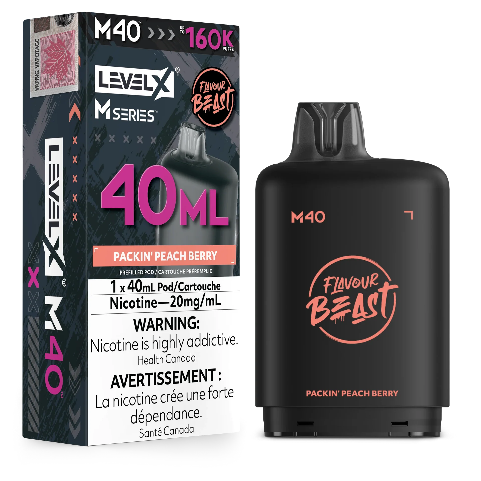 Packin' Peach Berry Level X M Series Pod 40mL 160K Pod