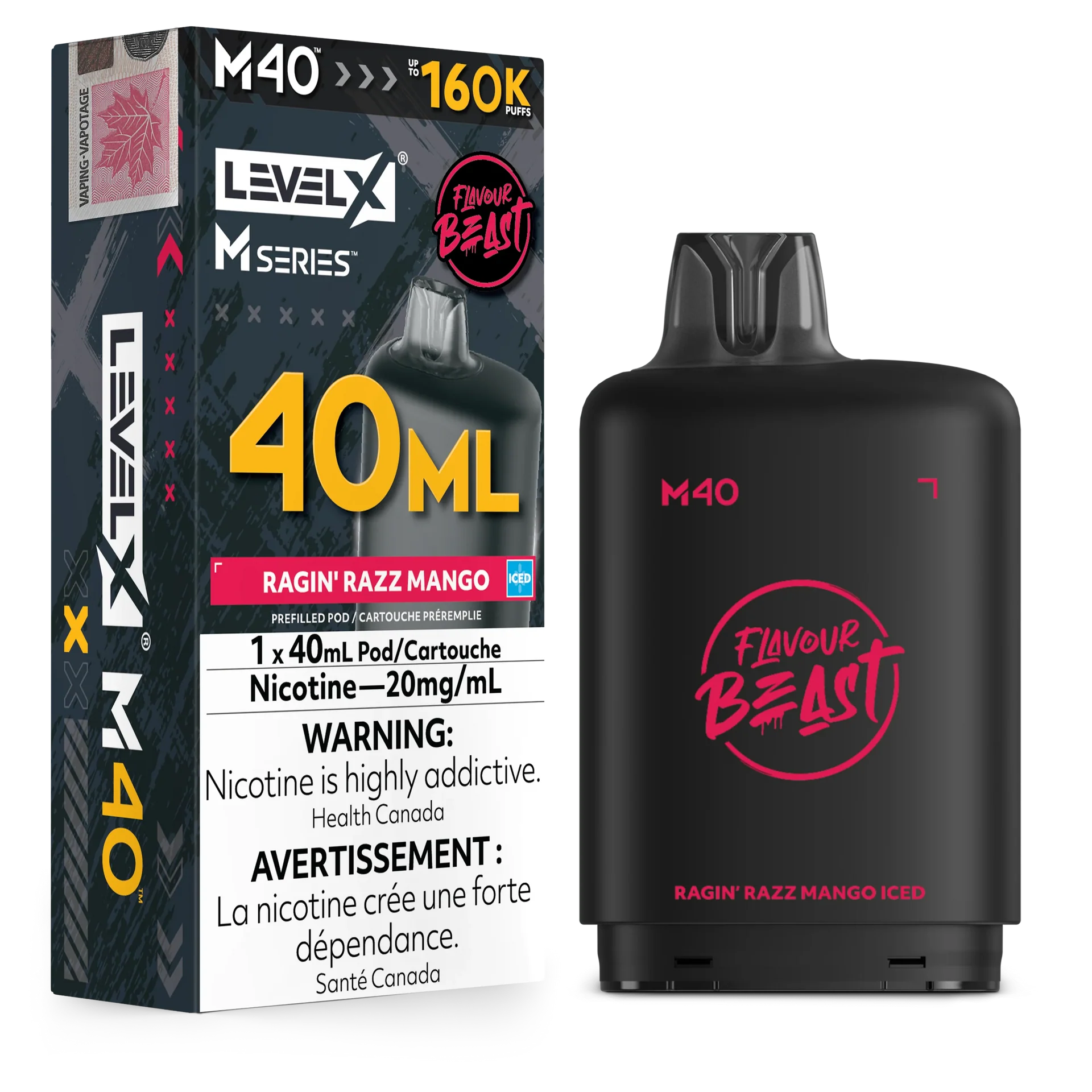 Ragin' Razz Mango Iced Level X M Series Pod 40mL 160K Pod