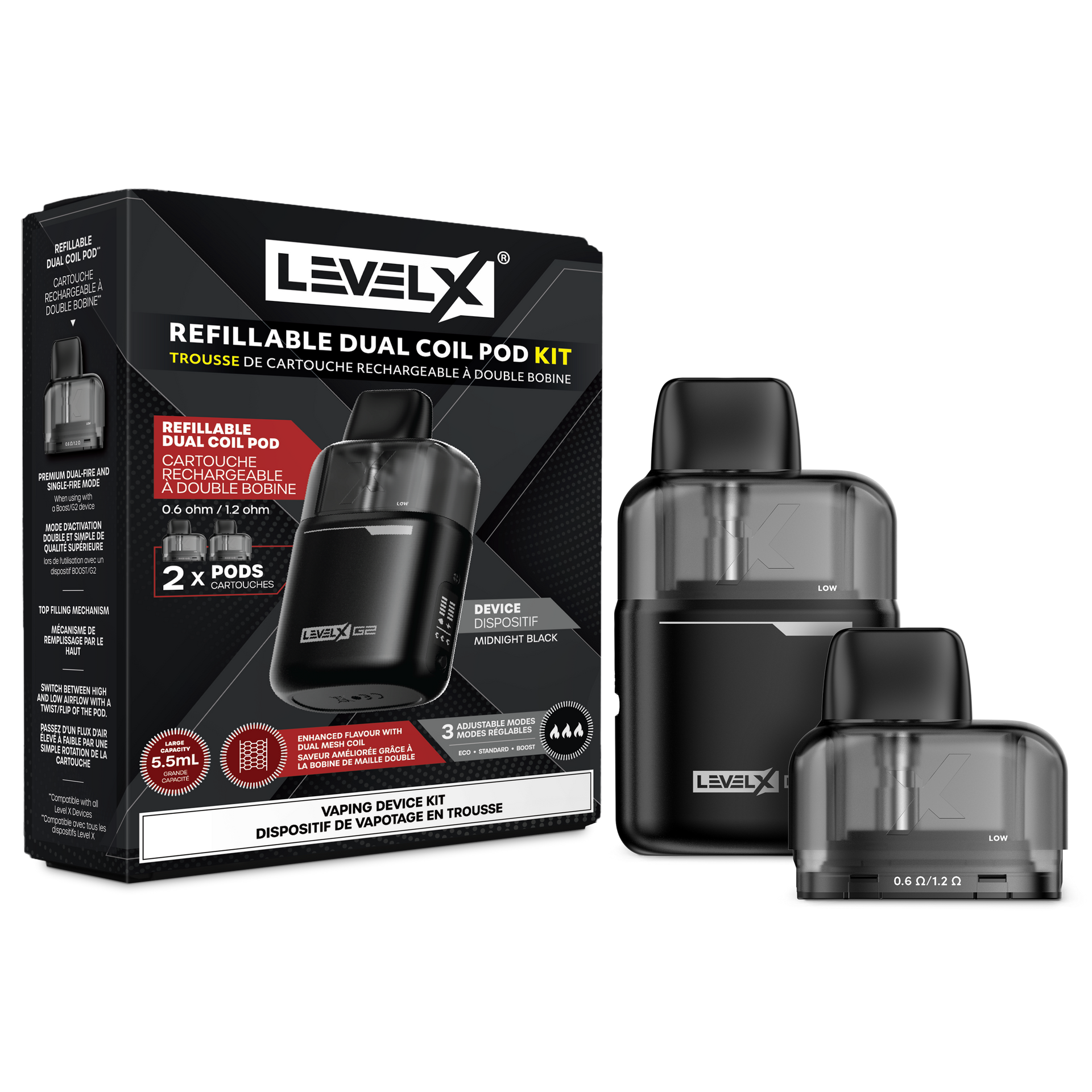 Level X Boost G2 Device + 2 Refillable Pods (5.5mL) by LEVEL X