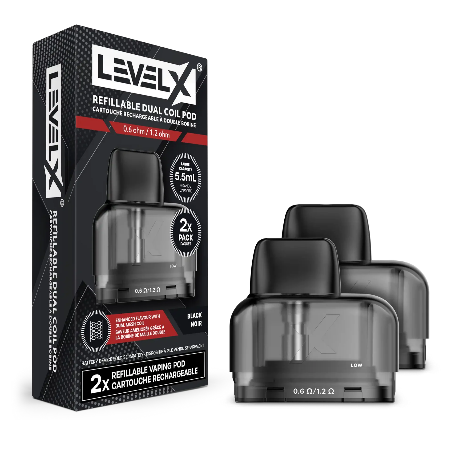 Level X - Refillable Dual Coil Pod 5.5mL 0.6Ω/1.2Ω by LEVEL X — view 1