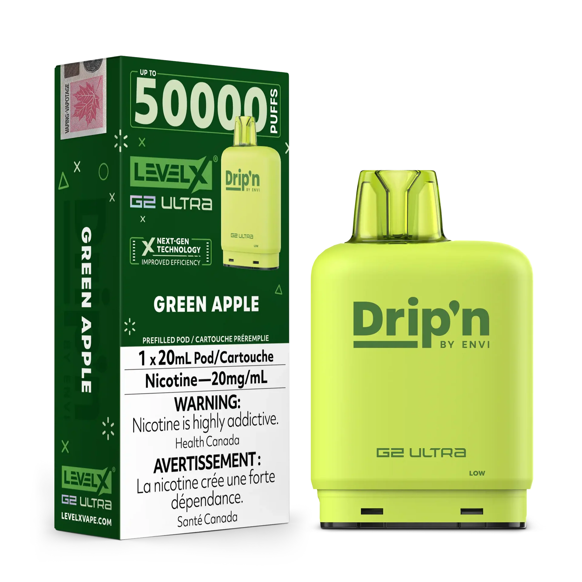 Green Apple by Level X Drip'n G2 Ultra 50K – 20mg by LEVEL X BY DRIP'N