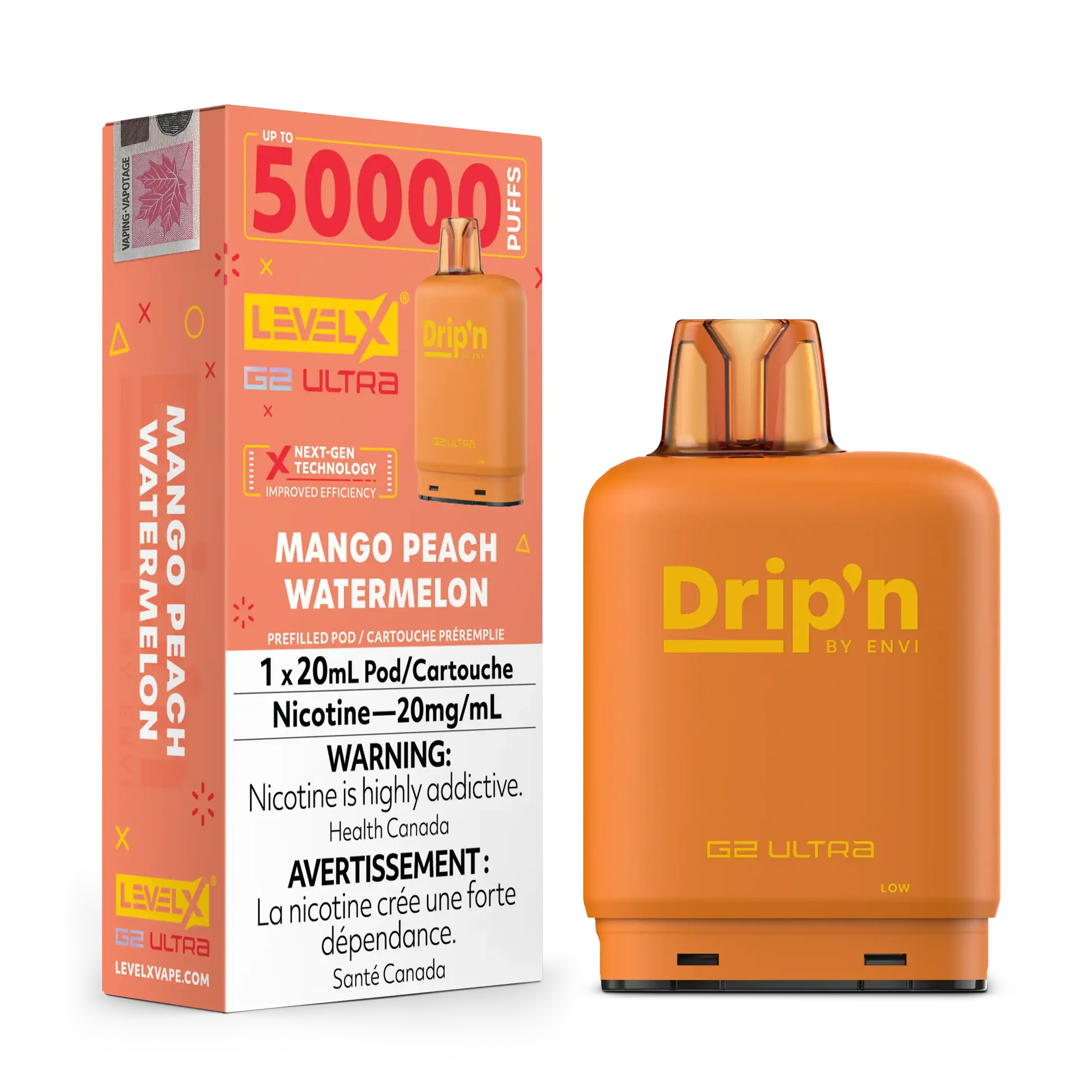 Mango Peach Watermelon by Level X Drip'n G2 Ultra 50K – 20mg by LEVEL X BY DRIP'N