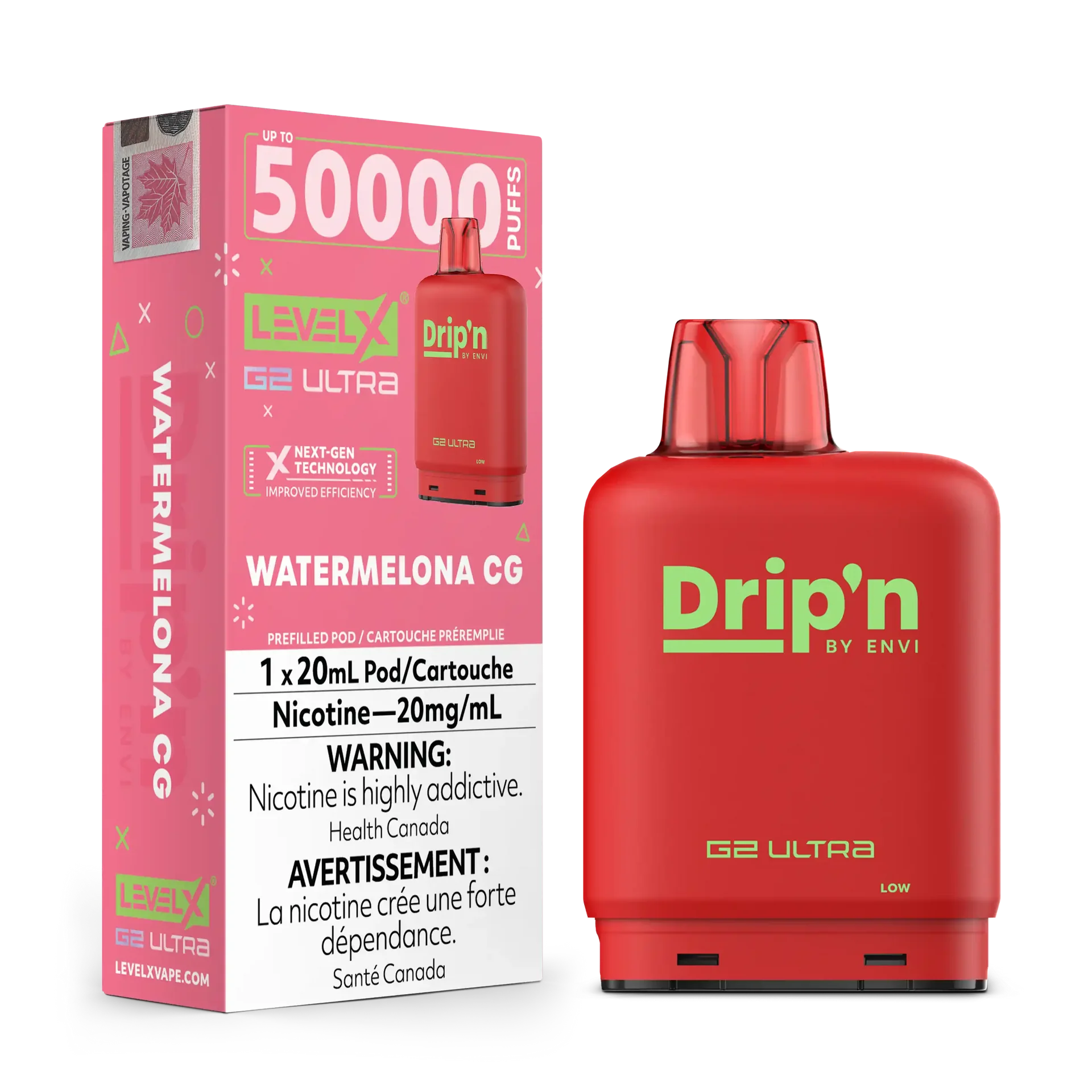 Watermelon CG by Level X Drip'n G2 Ultra 50K – 20mg by LEVEL X BY DRIP'N