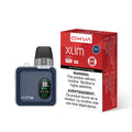 Oxva Xlim SQ Pro pod kit in gentle blue, with a digital screen and red packaging.
