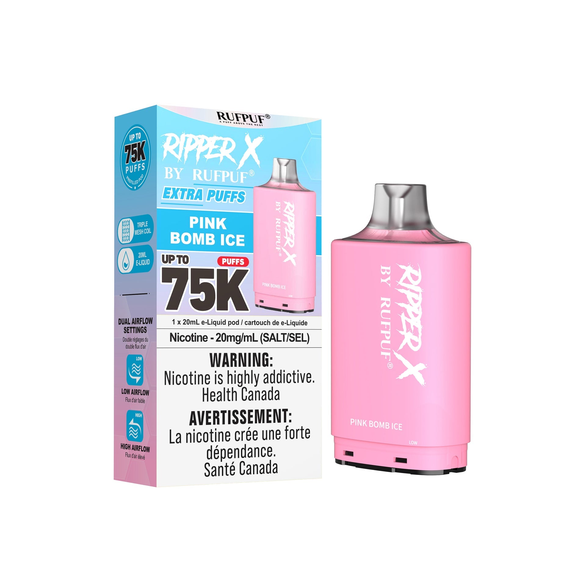Pink Bomb ice Rufpuf Ripper X Pods 75K by RIPPER X BY RUFPUF