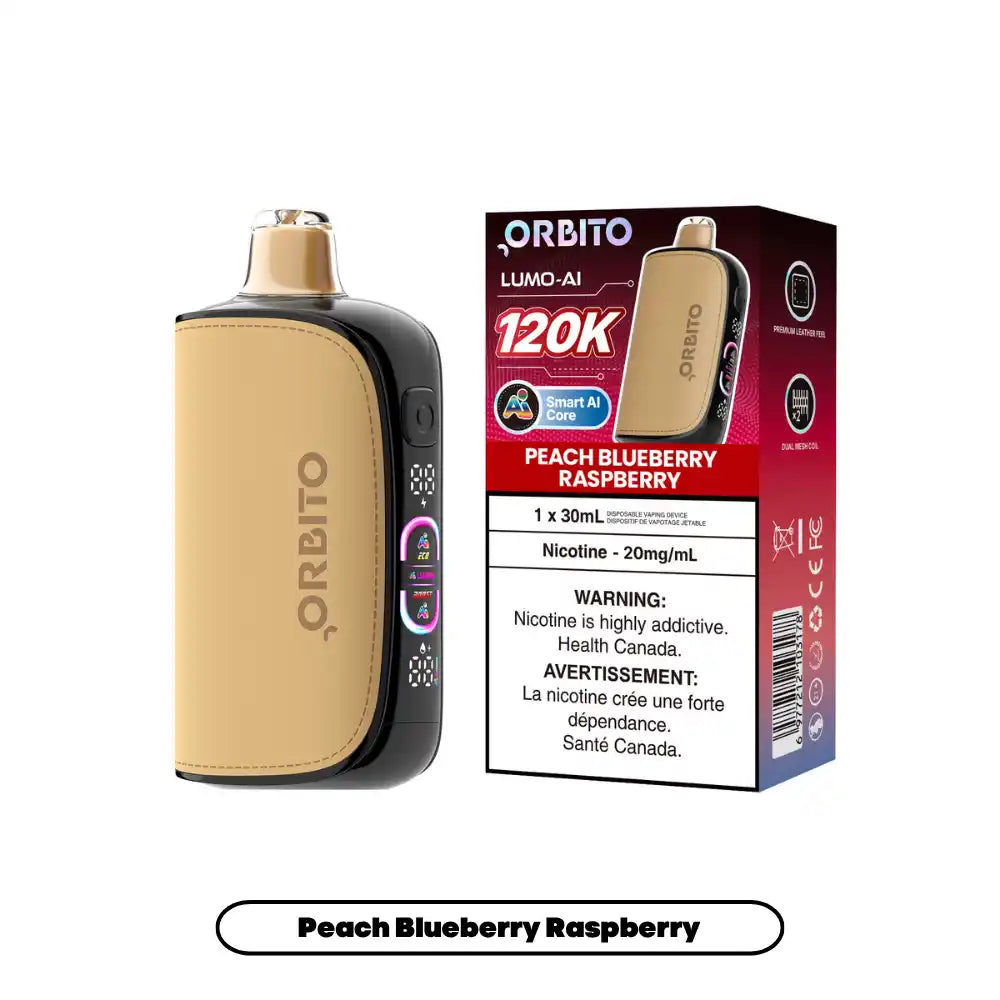 Peach Blueberry Raspberry Orbito Lumo AI 30mL - Disposable Vape 120K