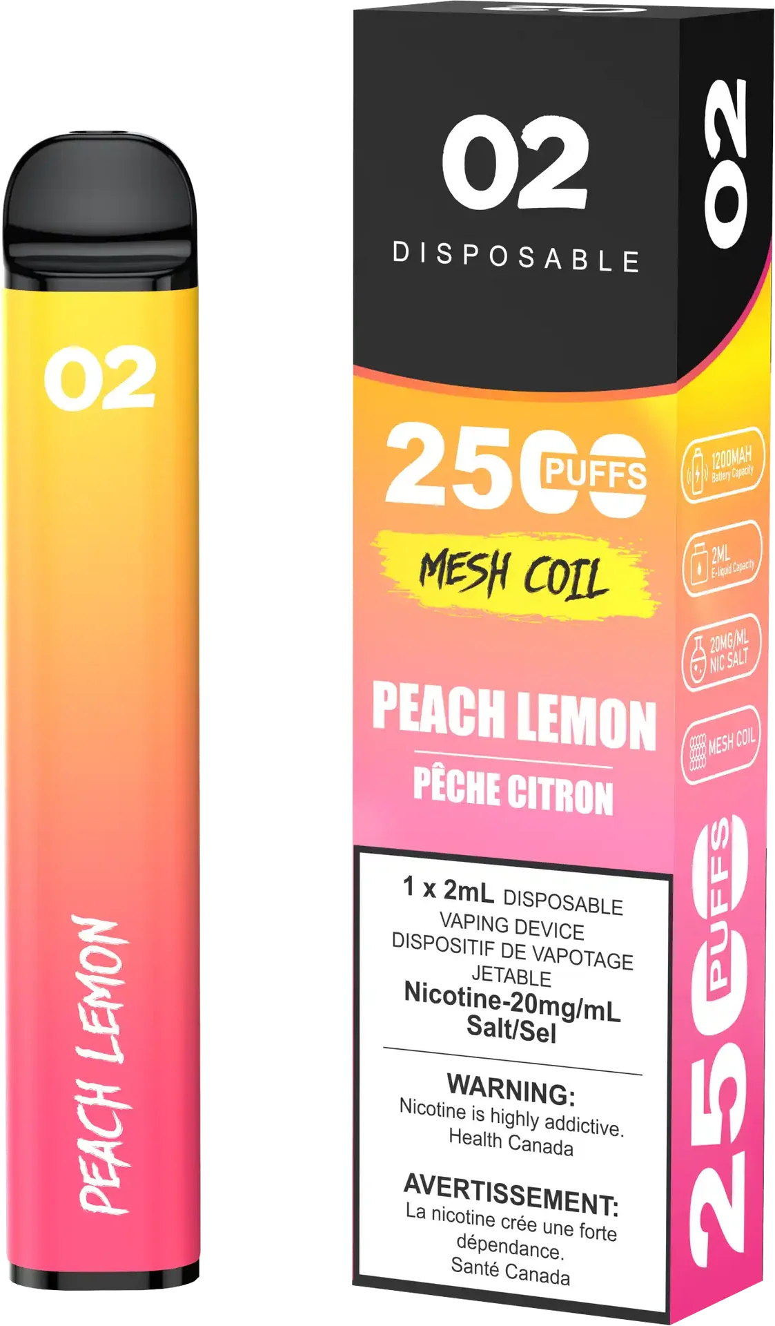 Peach Lemon O2 - Disposable 2.5K