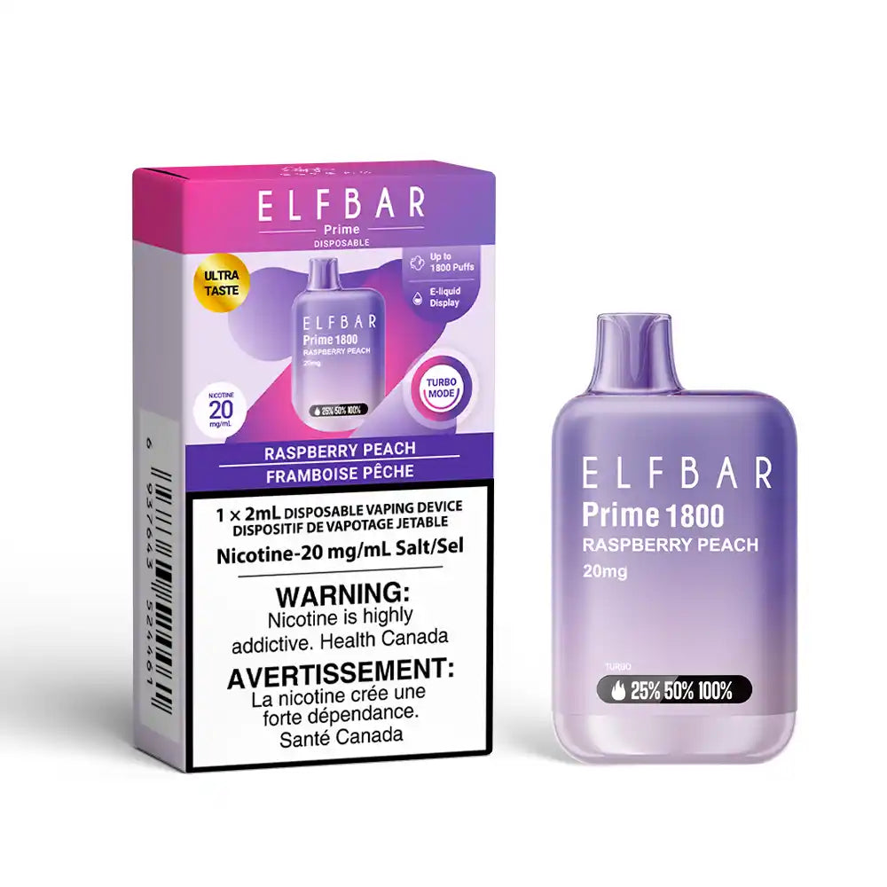 Raspberry Peach ELF Bar Prime 1800 - Disposable