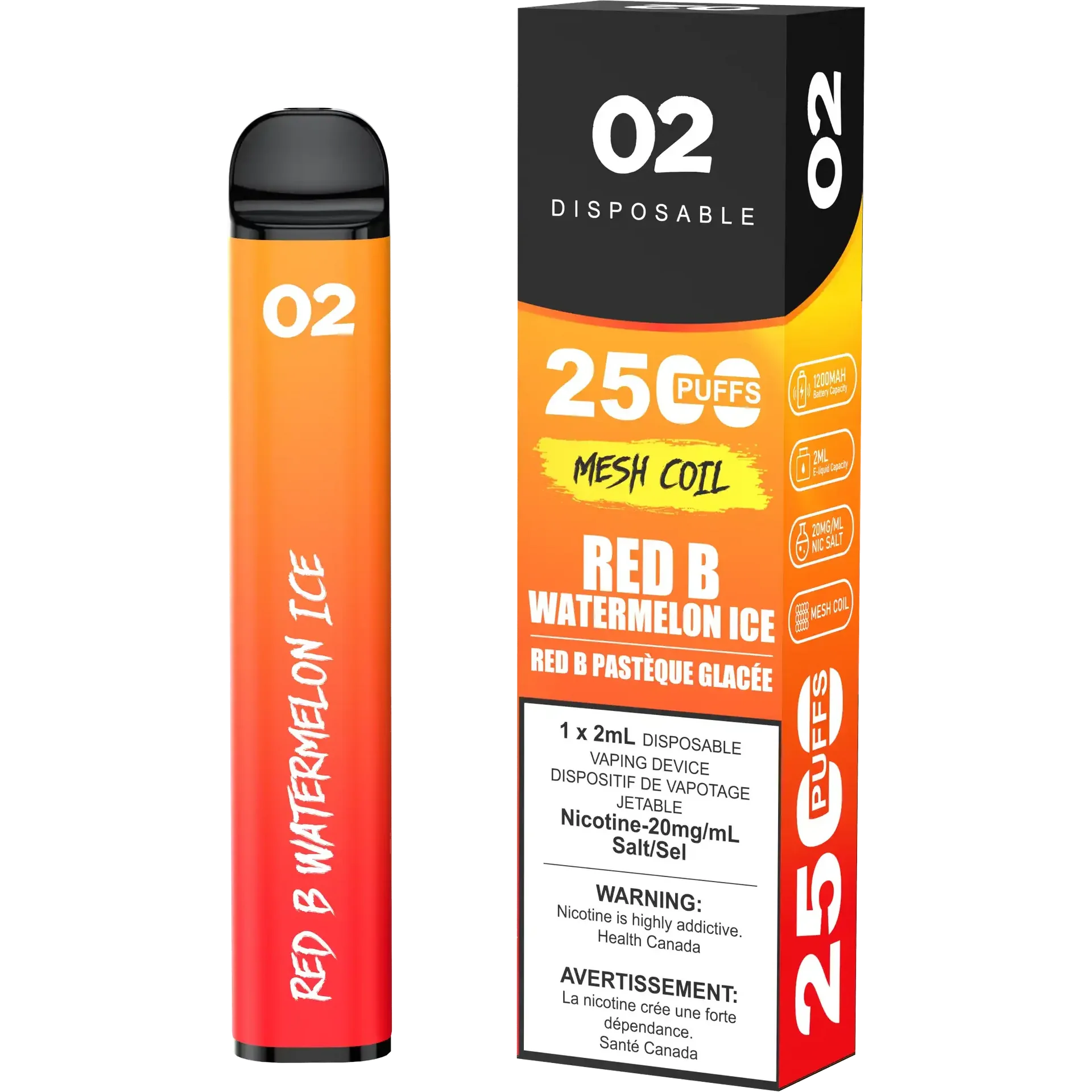 Red B Watermelon Ice O2 - Disposable 2.5K by O2