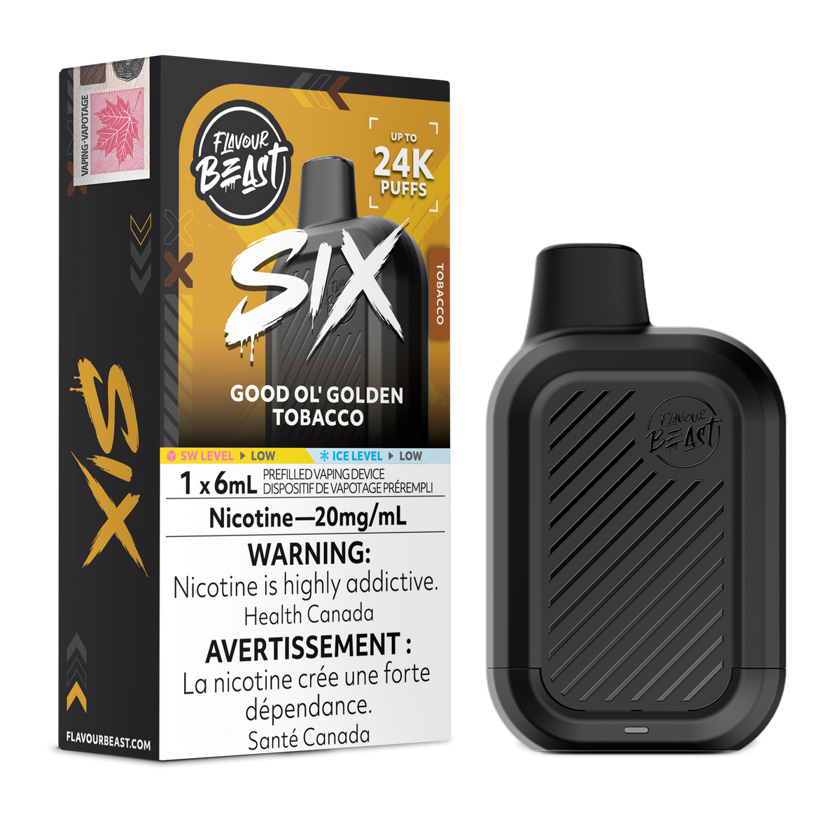 Good Ol' Golden Tobacco Flavour Beast SIX - Disposable Vape 24K