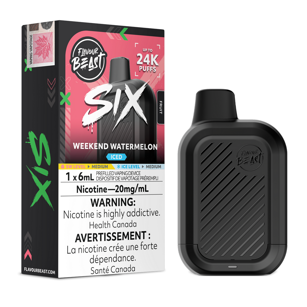 Weekend Watermelon Iced Flavour Beast SIX - Disposable Vape 24K