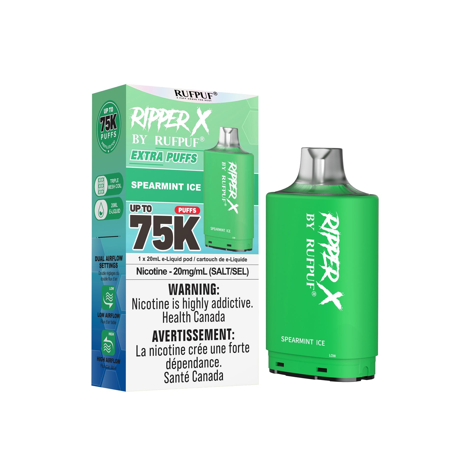 Spearmint Ice Rufpuf Ripper X Pods 75K by RIPPER X BY RUFPUF
