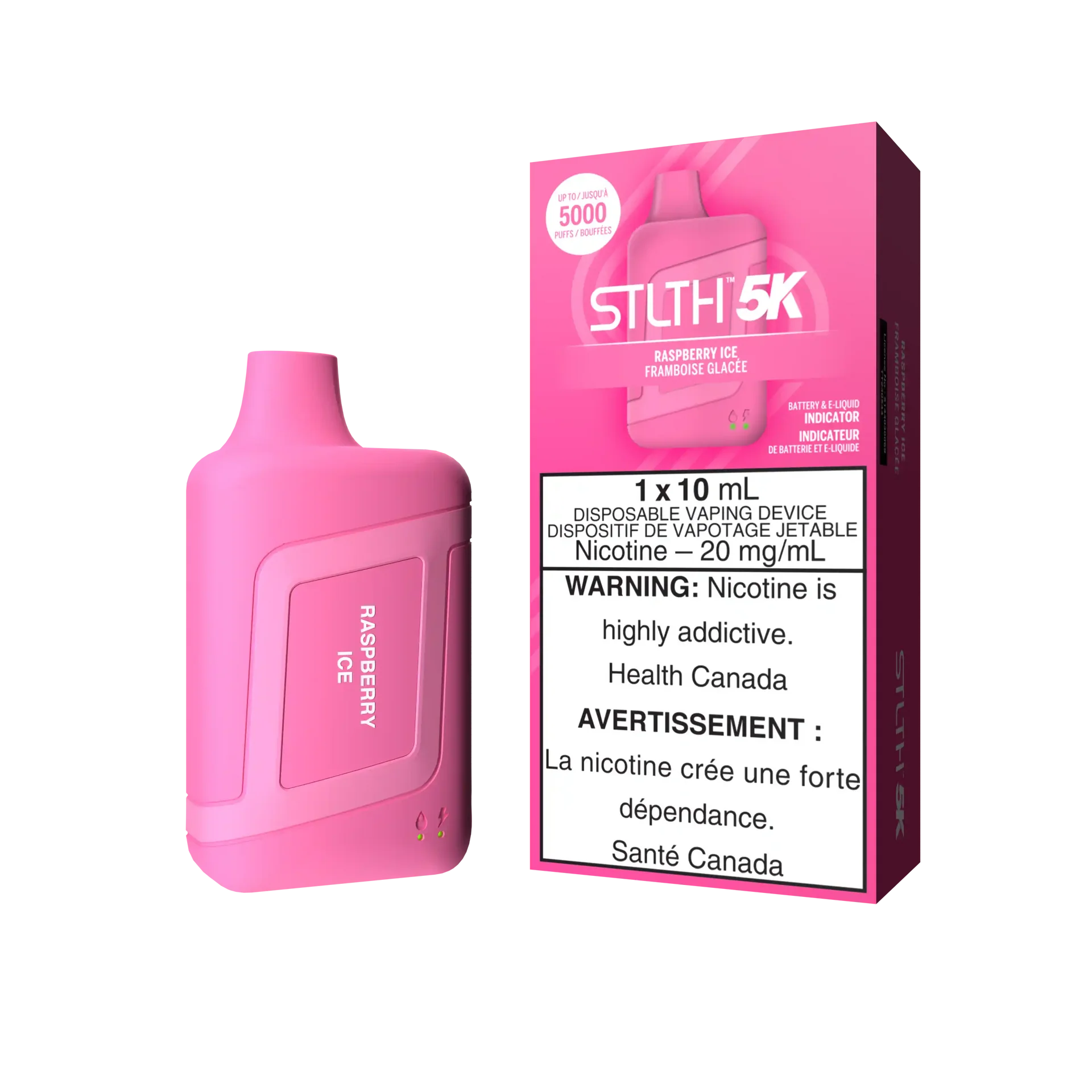 Raspberry Ice Stlth 5K Box - Disposable Vape by STLTH