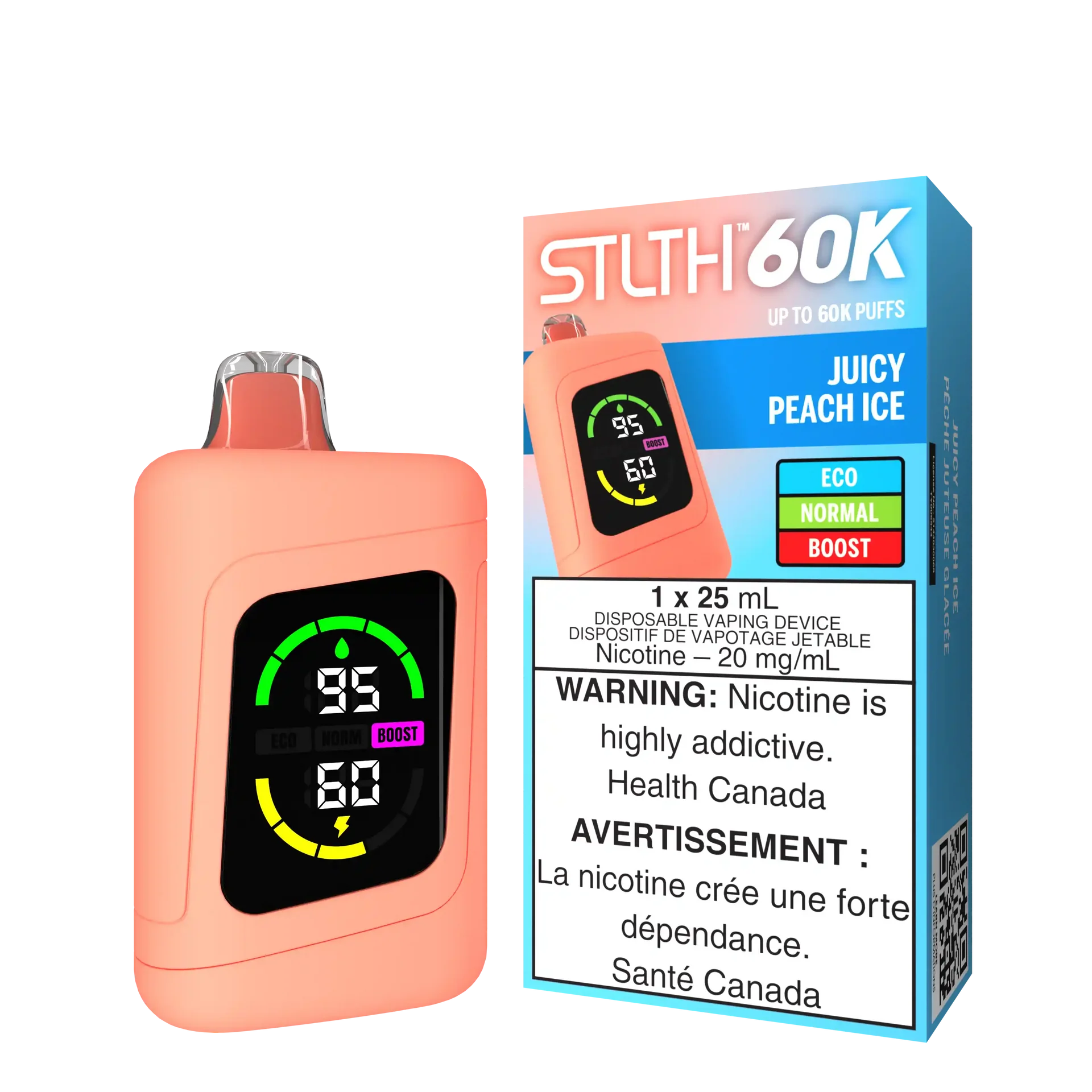 Juicy Peach Ice Stlth 60K - Disposable Vape by STLTH