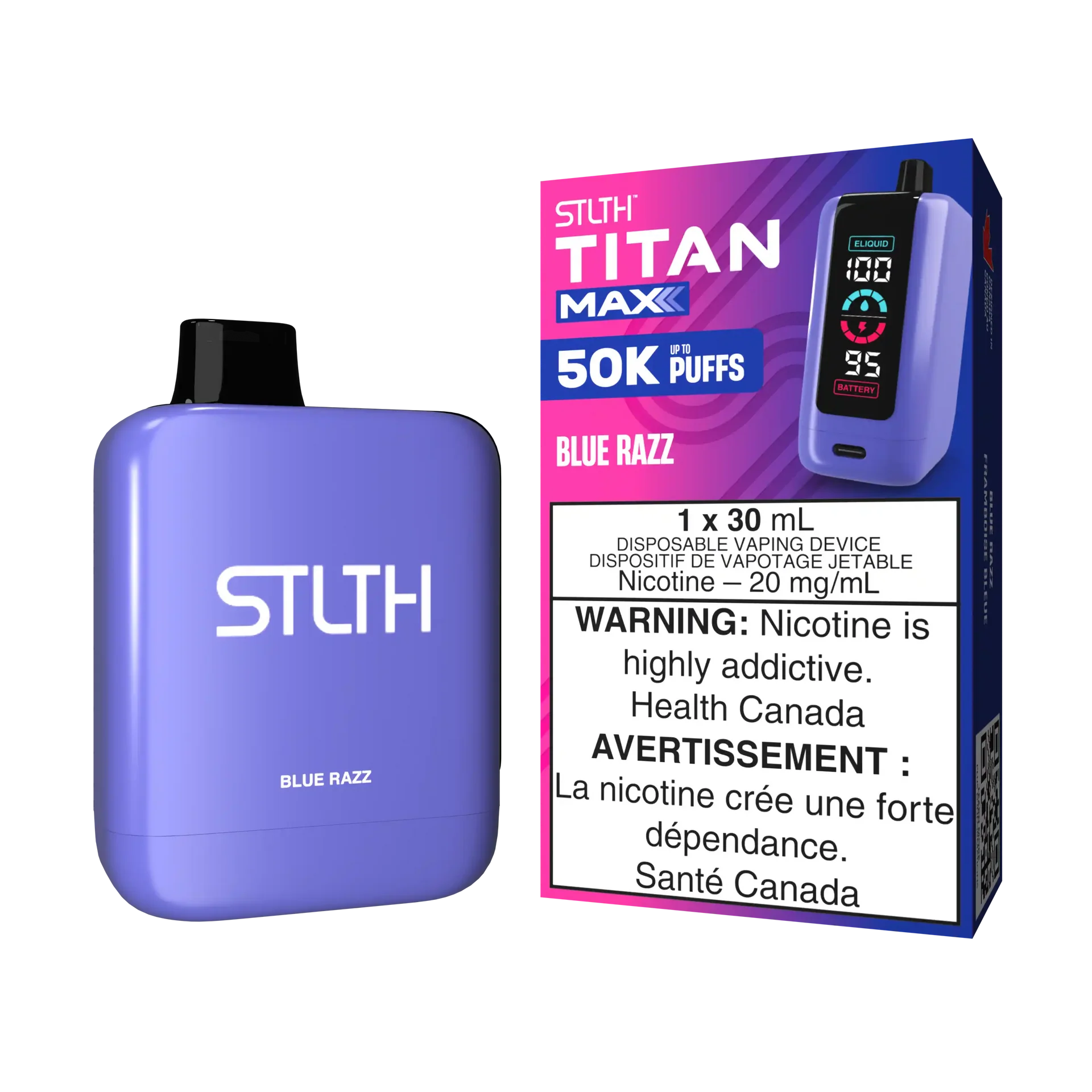 Blue Razz Stlth Titan Max - Disposable 50K by STLTH