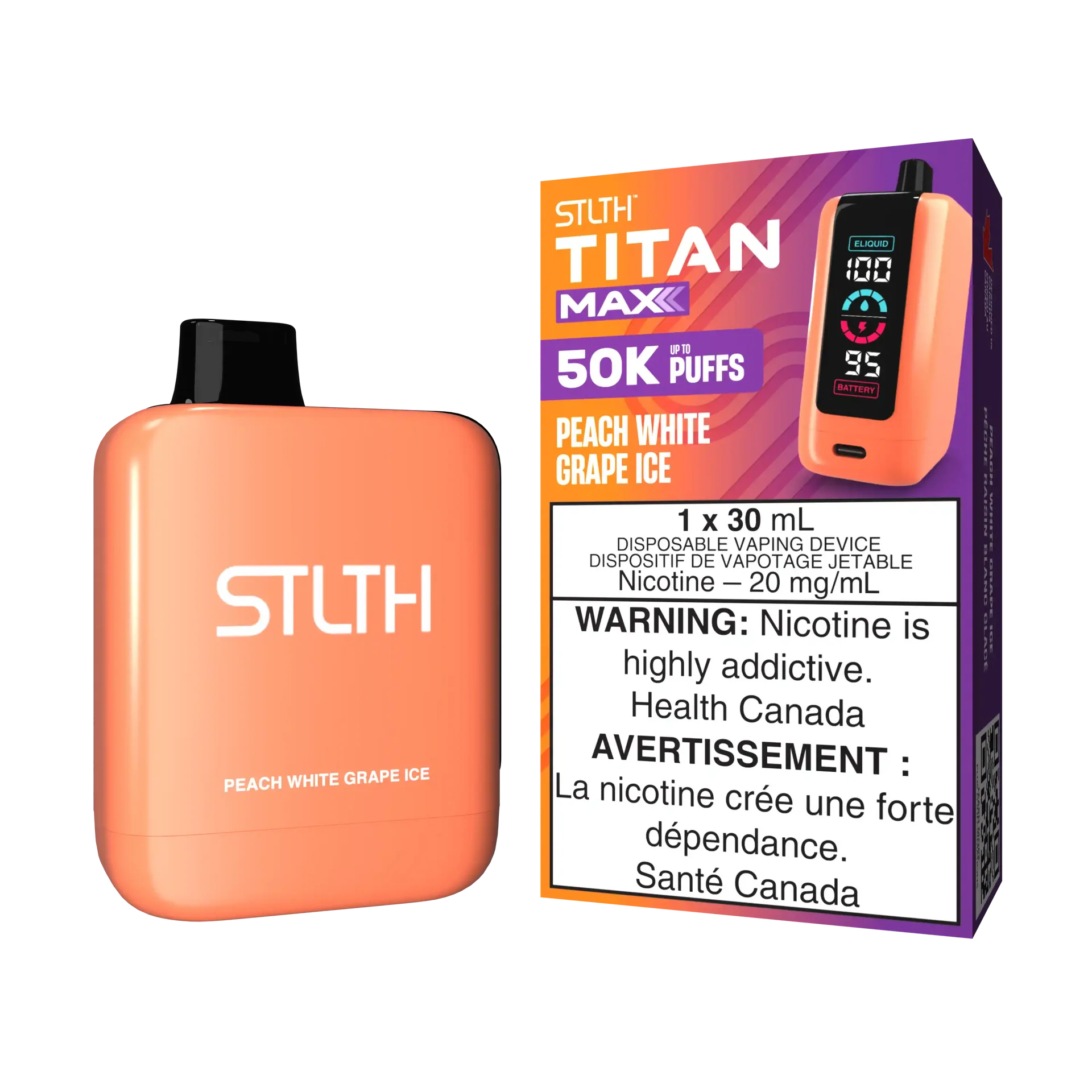 Peach White Grape Ice Stlth Titan Max - Disposable 50K by STLTH