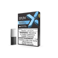 STLTH X Blue Lemon Ice vape pod box with a single black and white pod beside it.