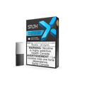 Stlth X Blue Raspberry Cherry vape pods box with a single black and white pod beside it.