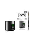 STLTH Loop 2 Device in grey with LED display showing e-liquid and battery levels, next to its product box.