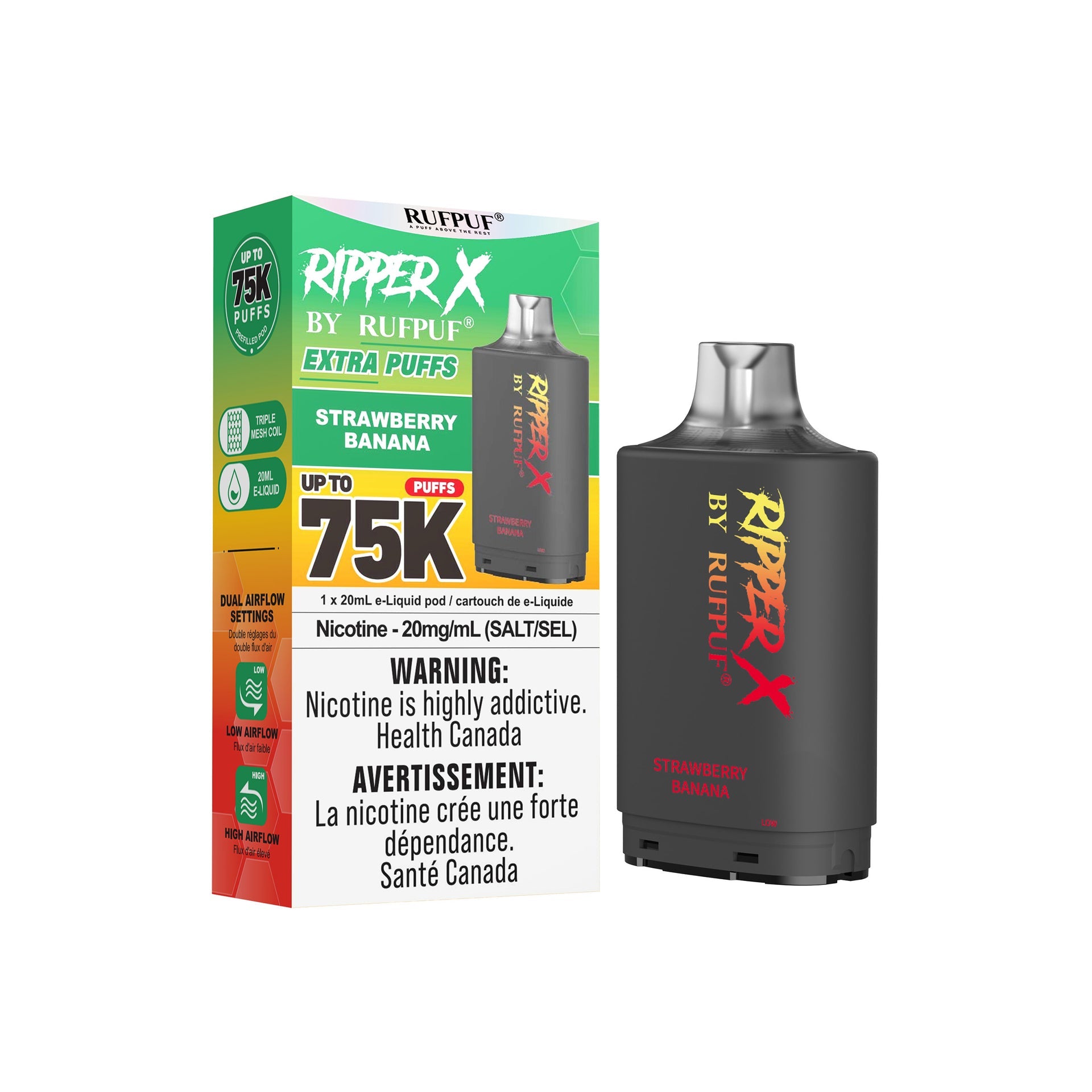 Strawberry Banana Rufpuf Ripper X Pods 75K by RIPPER X BY RUFPUF