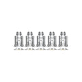 Five silver SMOK Nord Pro-Meshed coils with threaded tops and gold-toned bases.