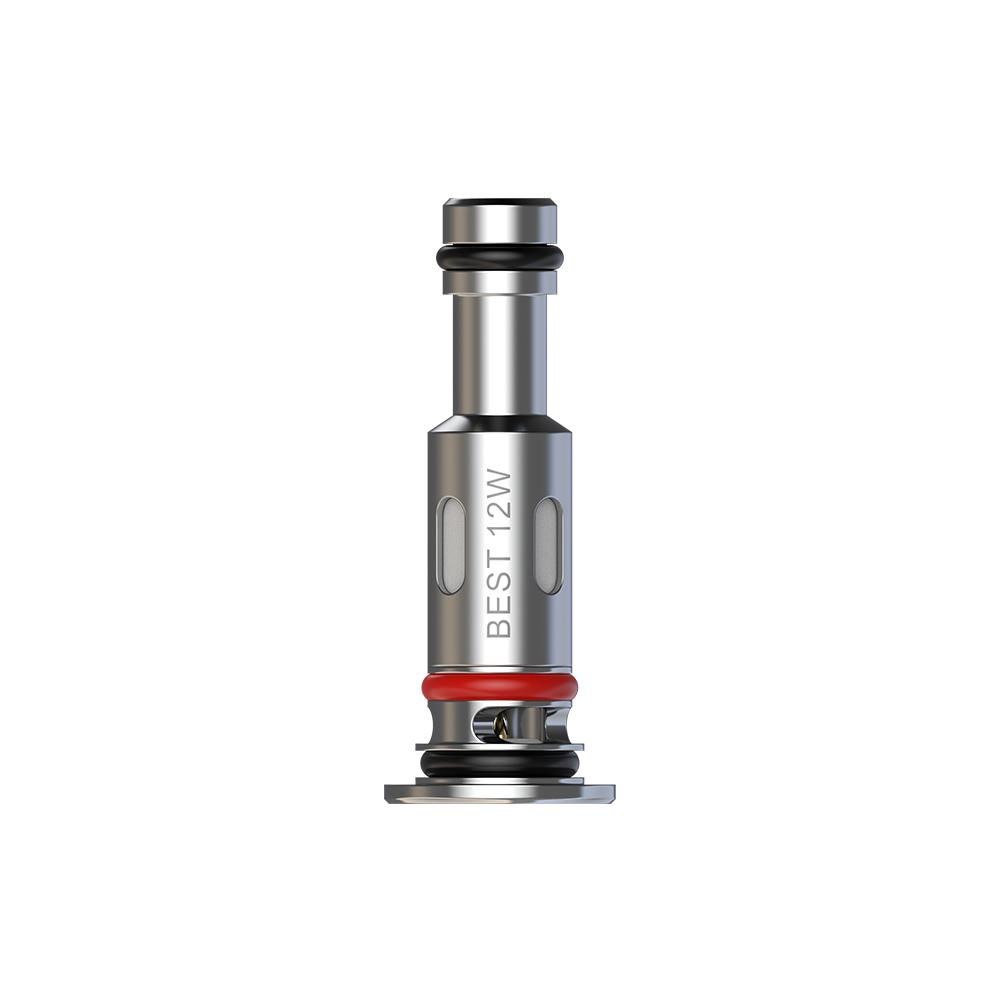 SMOK Novo 4 LP1 Meshed 0.8ohm coil, silver with black O-rings and red seal, "BEST 12W" text.