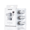 SMOK TFV16 Mesh Coils 3-pack, silver, in white and red packaging.