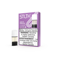 STLTH Grape Ice 3-pack e-liquid pods, 20mg/mL, in a purple box with one clear pod beside it.