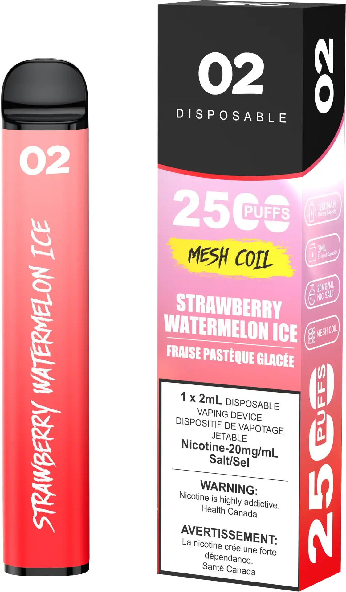Strawberry Watermelon Ice O2 - Disposable 2.5K