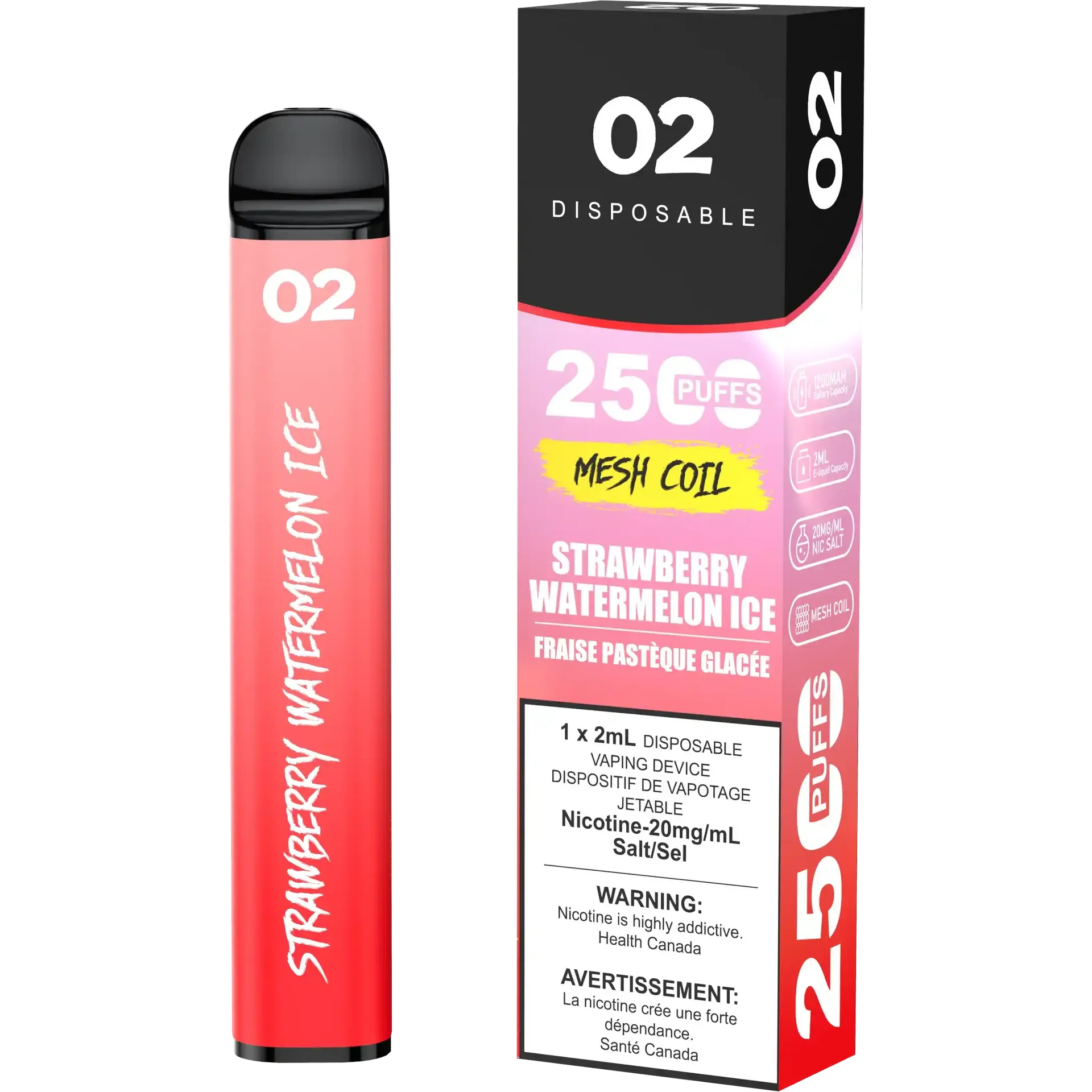 Strawberry Watermelon Ice O2 - Disposable 2.5K by O2