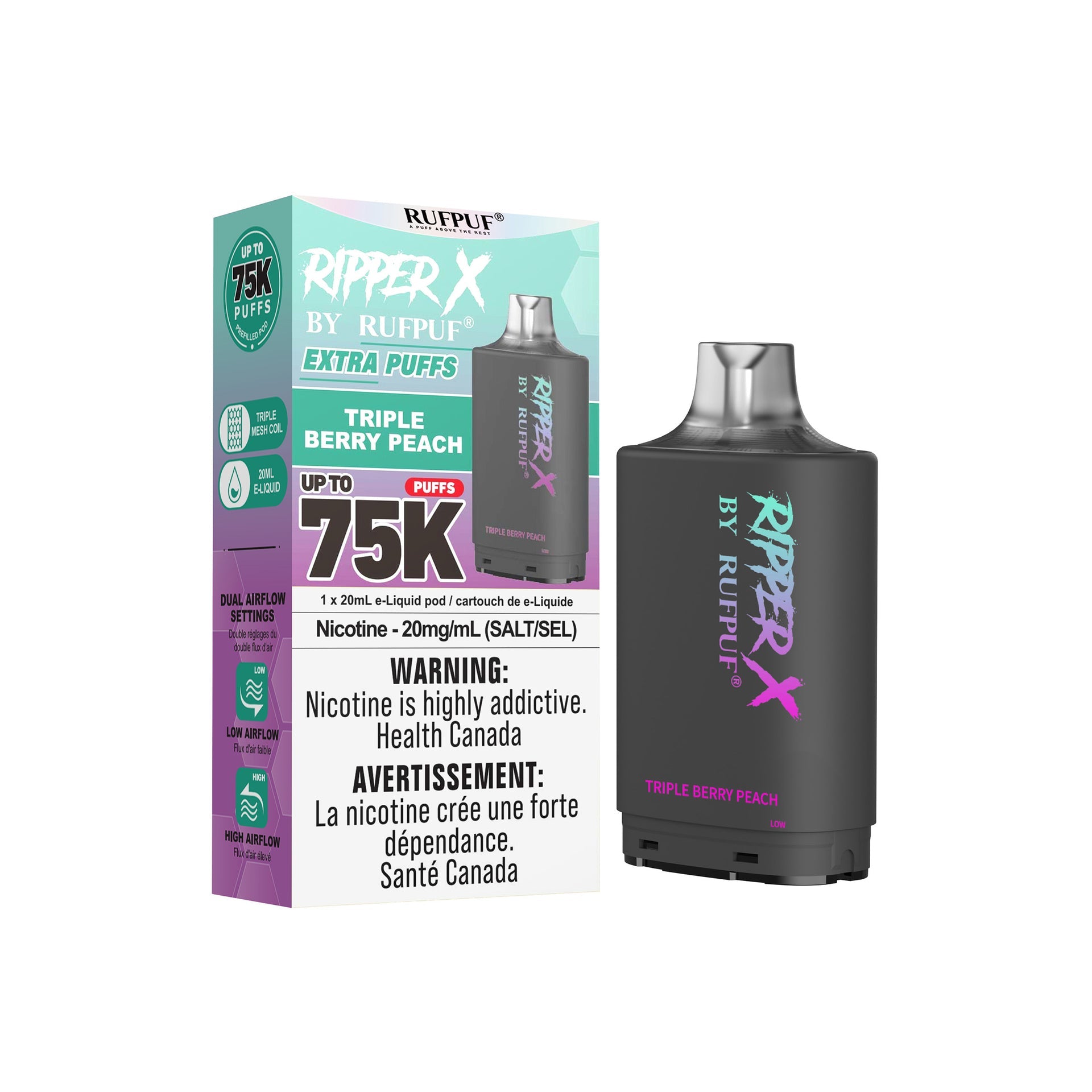 Triple berry Peach Rufpuf Ripper X Pods 75K by RIPPER X BY RUFPUF