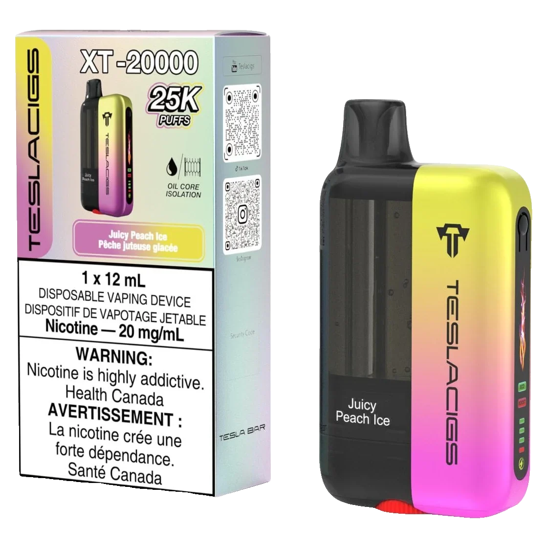 Juicy Peach Ice Teslacigs XT - Disposable 25K with retail box