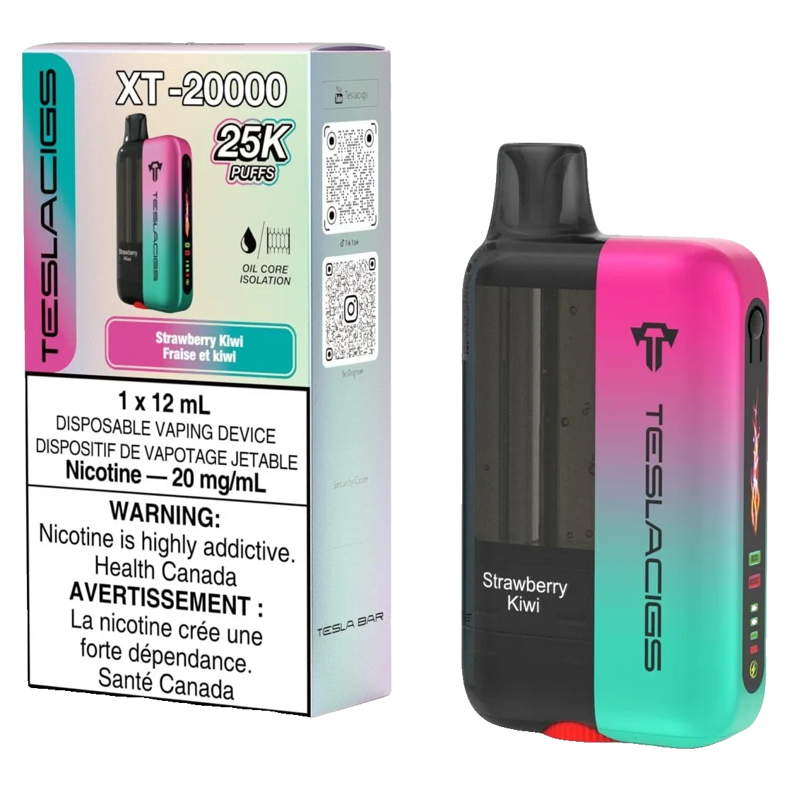 Strawberry Kiwi Teslacigs XT - Disposable 25K with retail box